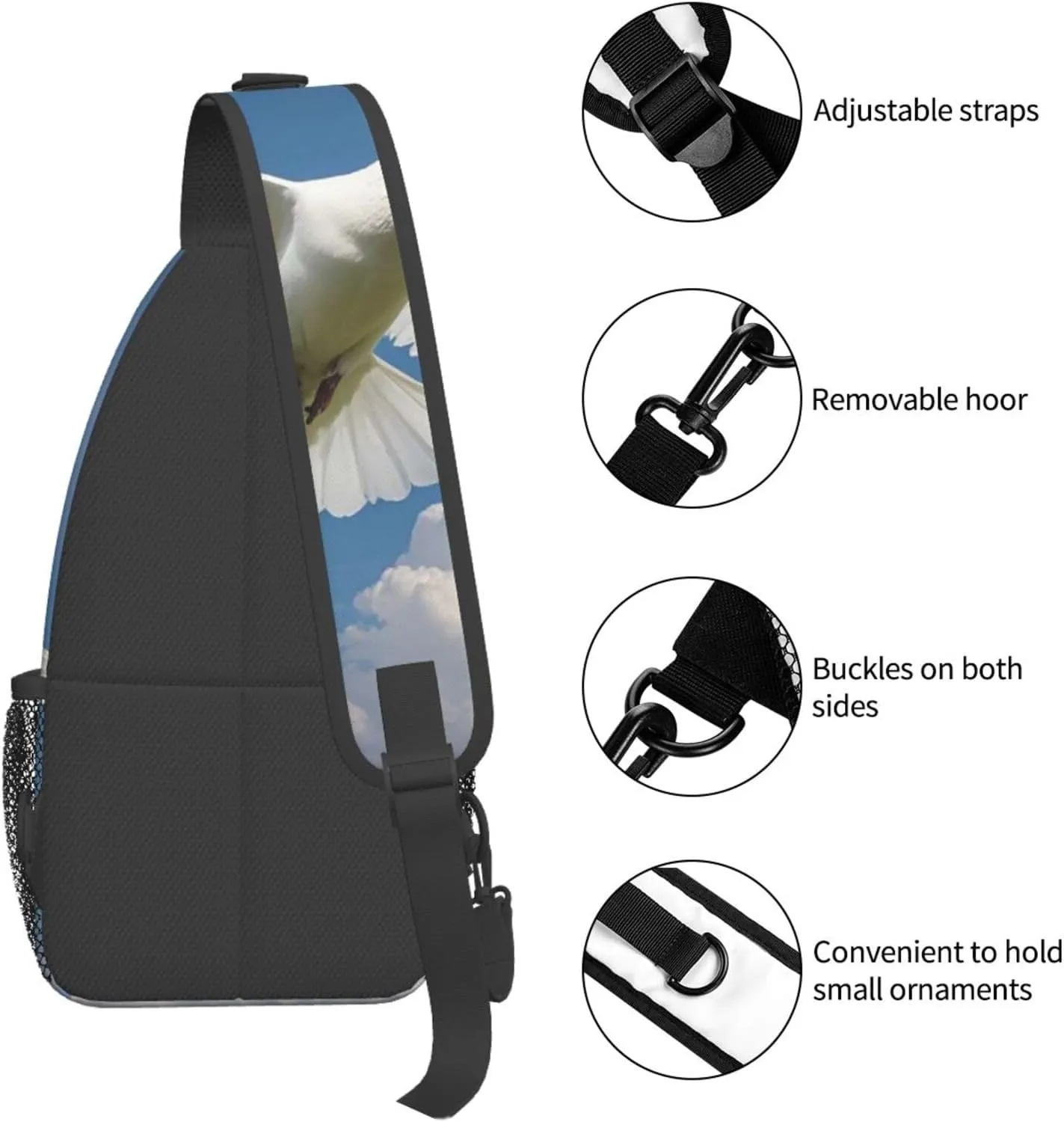 Sling Bag for Men Women Crossbody Backpack dove sky Crossbody Bag Chest Bag for Travel Sport
