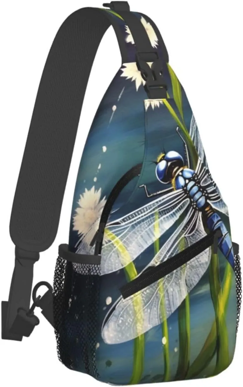 Sling Bag for Men Women Crossbody Backpack Dragonfly painting Crossbody Bag Chest Bag for Travel Sport