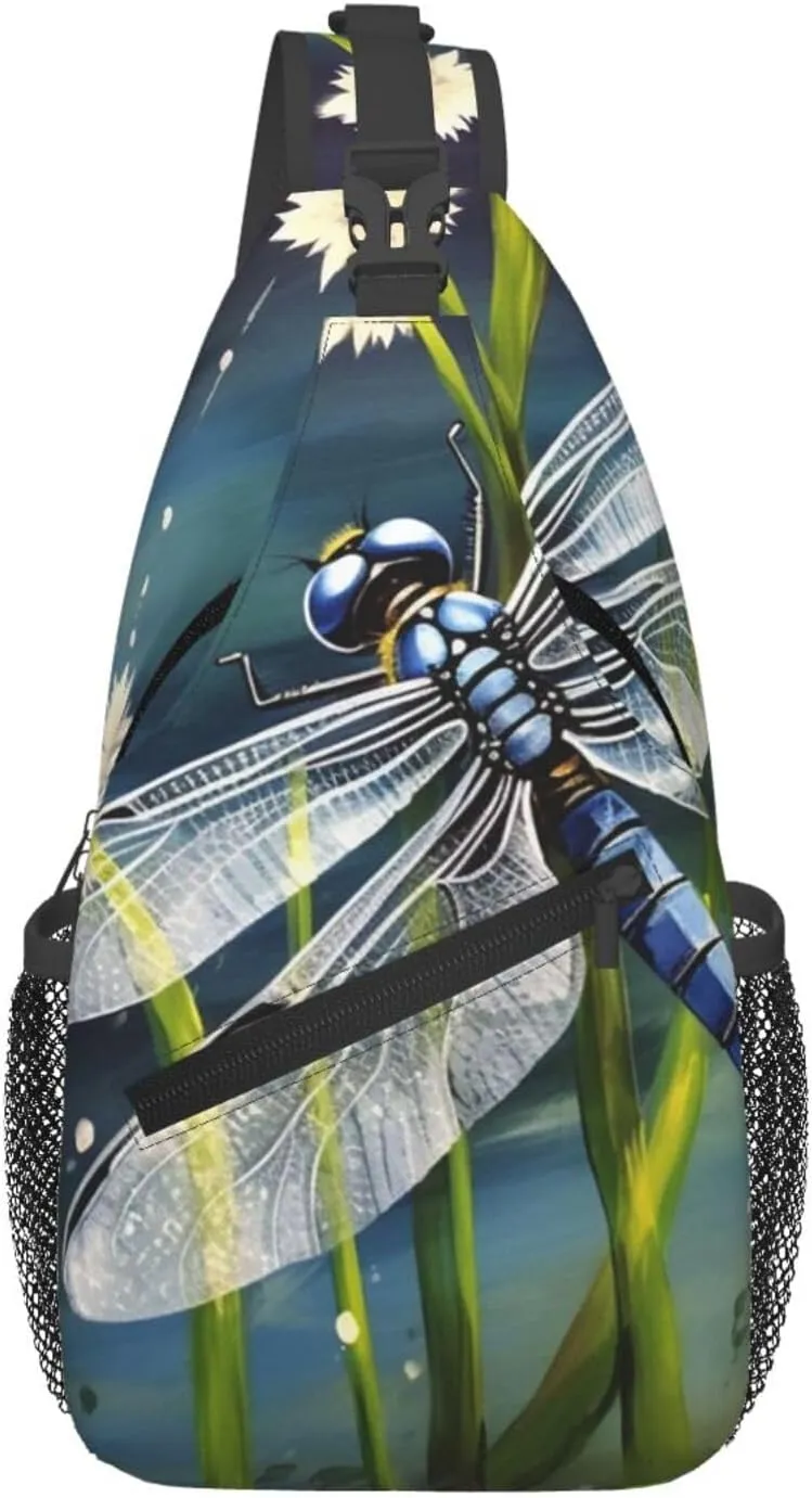 Sling Bag for Men Women Crossbody Backpack Dragonfly painting Crossbody Bag Chest Bag for Travel Sport