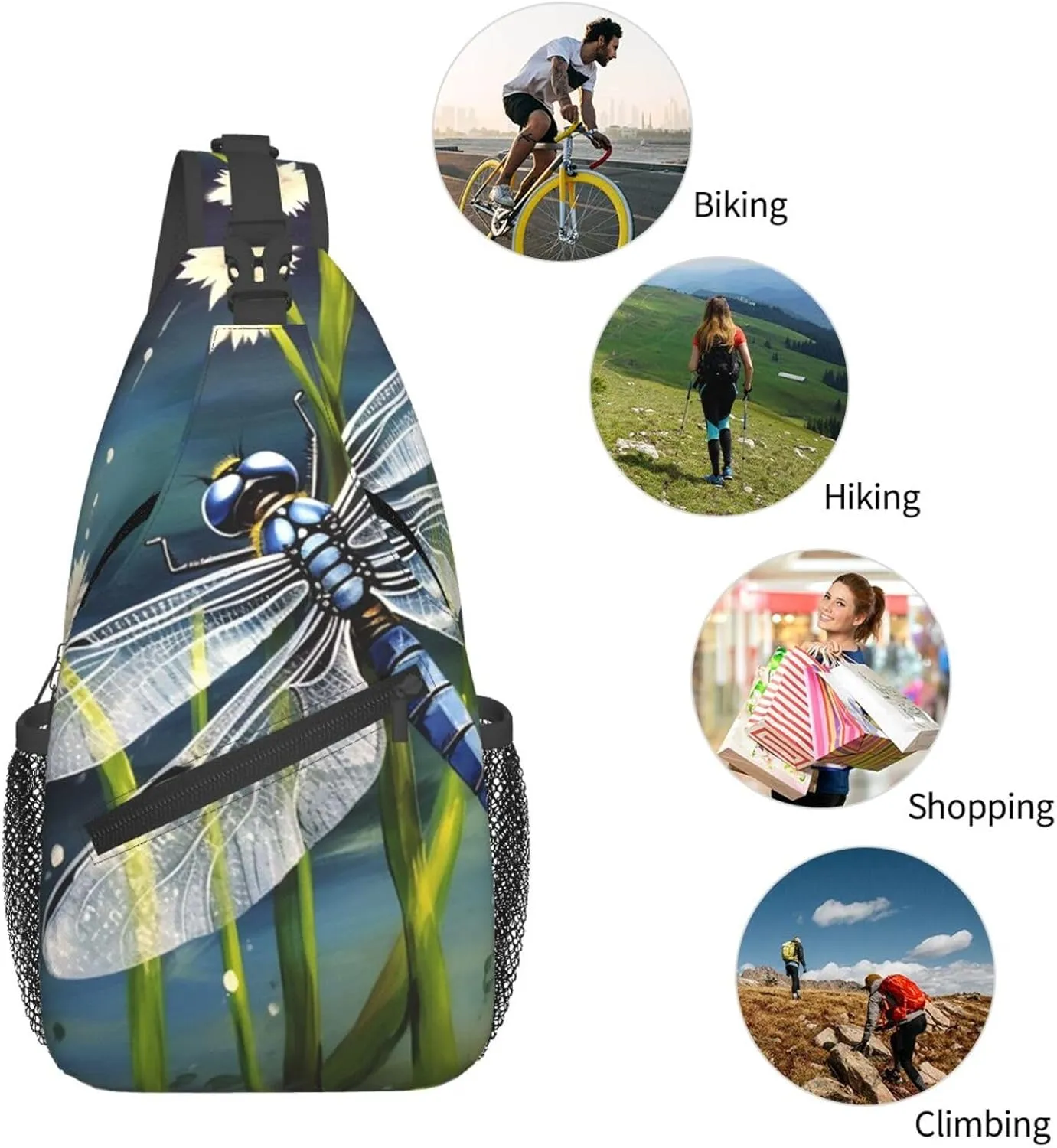 Sling Bag for Men Women Crossbody Backpack Dragonfly painting Crossbody Bag Chest Bag for Travel Sport