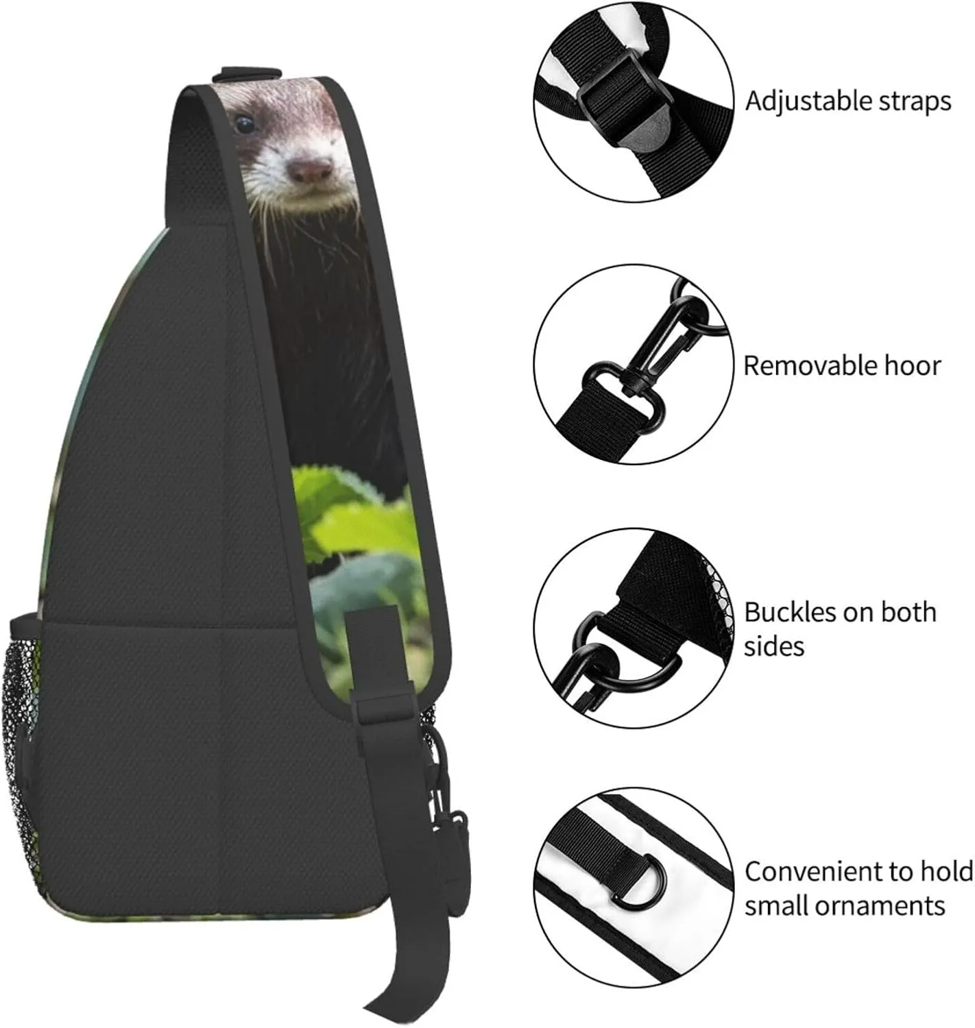 Sling Bag for Men Women Crossbody Backpack Foraging ferret Crossbody Bag Chest Bag for Travel Sport