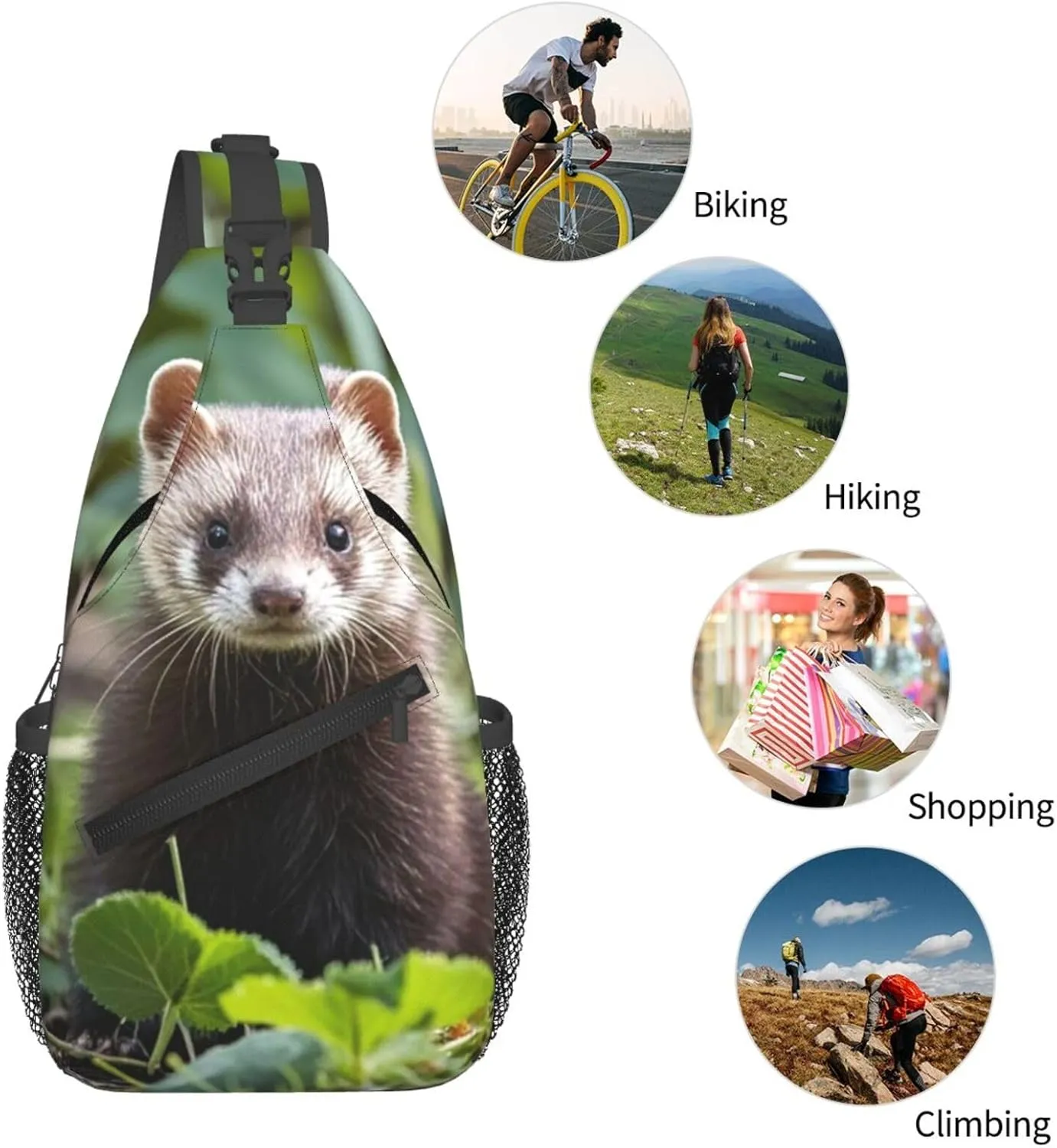 Sling Bag for Men Women Crossbody Backpack Foraging ferret Crossbody Bag Chest Bag for Travel Sport