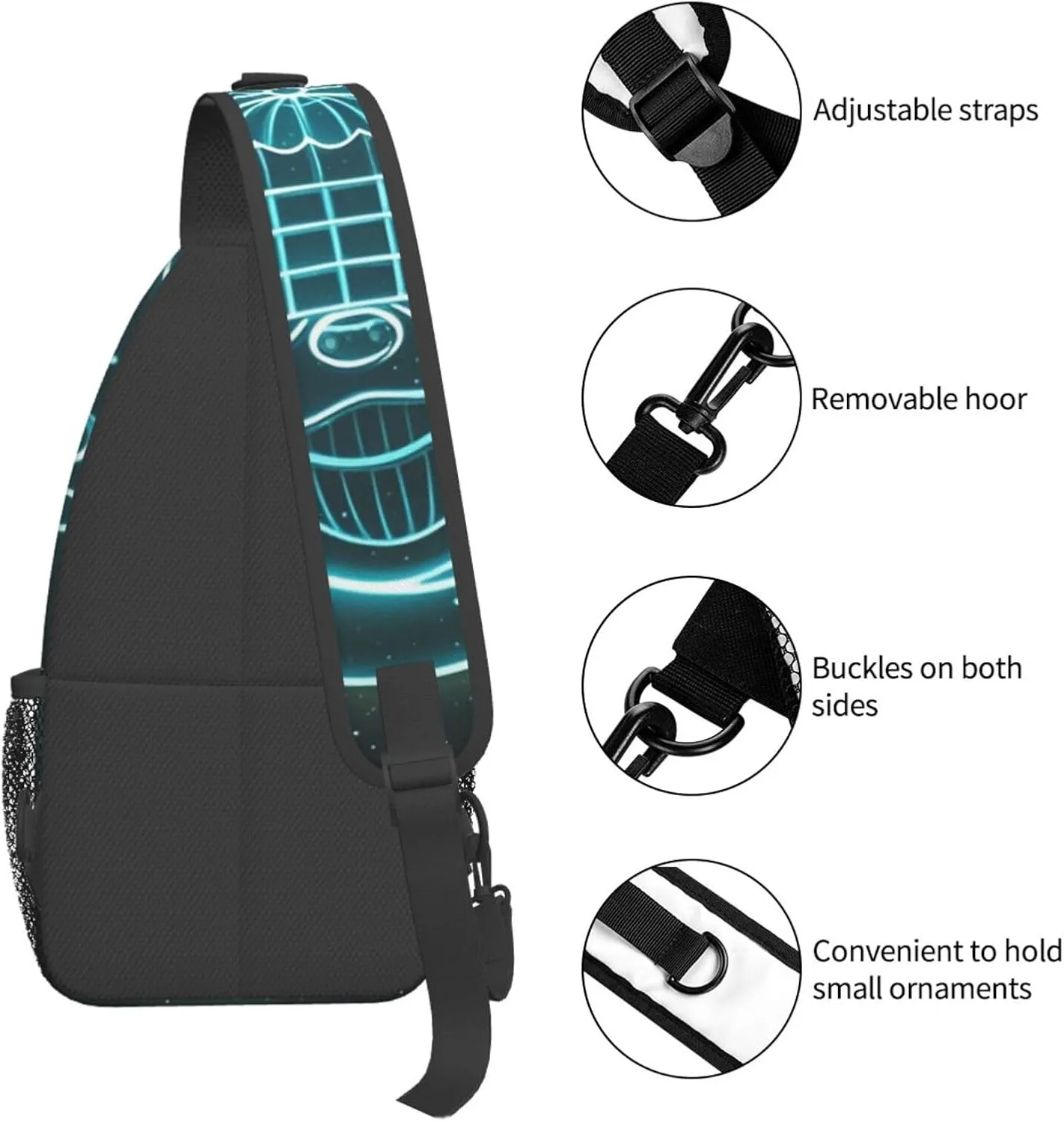 Sling Bag for Men Women Crossbody Backpack Glow in The Dark Crossbody Bag Chest Bag for Travel Sport
