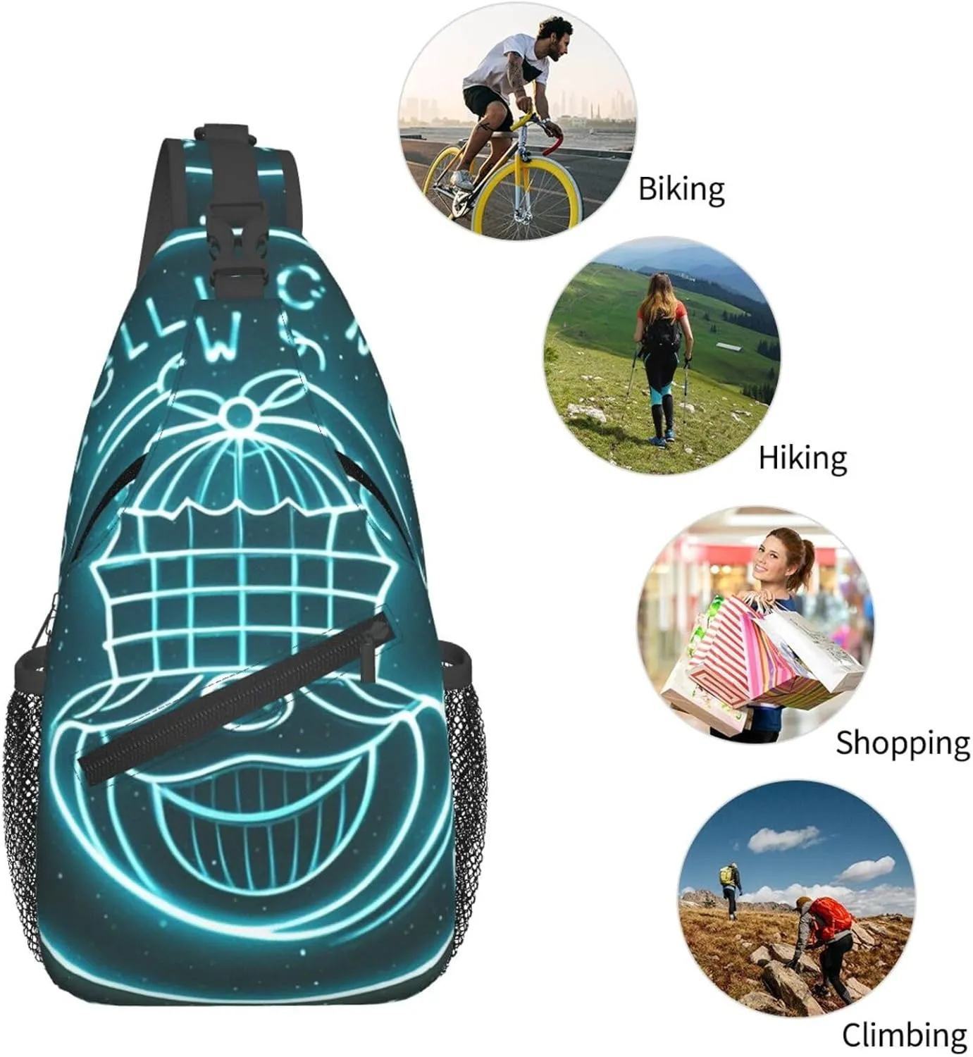 Sling Bag for Men Women Crossbody Backpack Glow in The Dark Crossbody Bag Chest Bag for Travel Sport