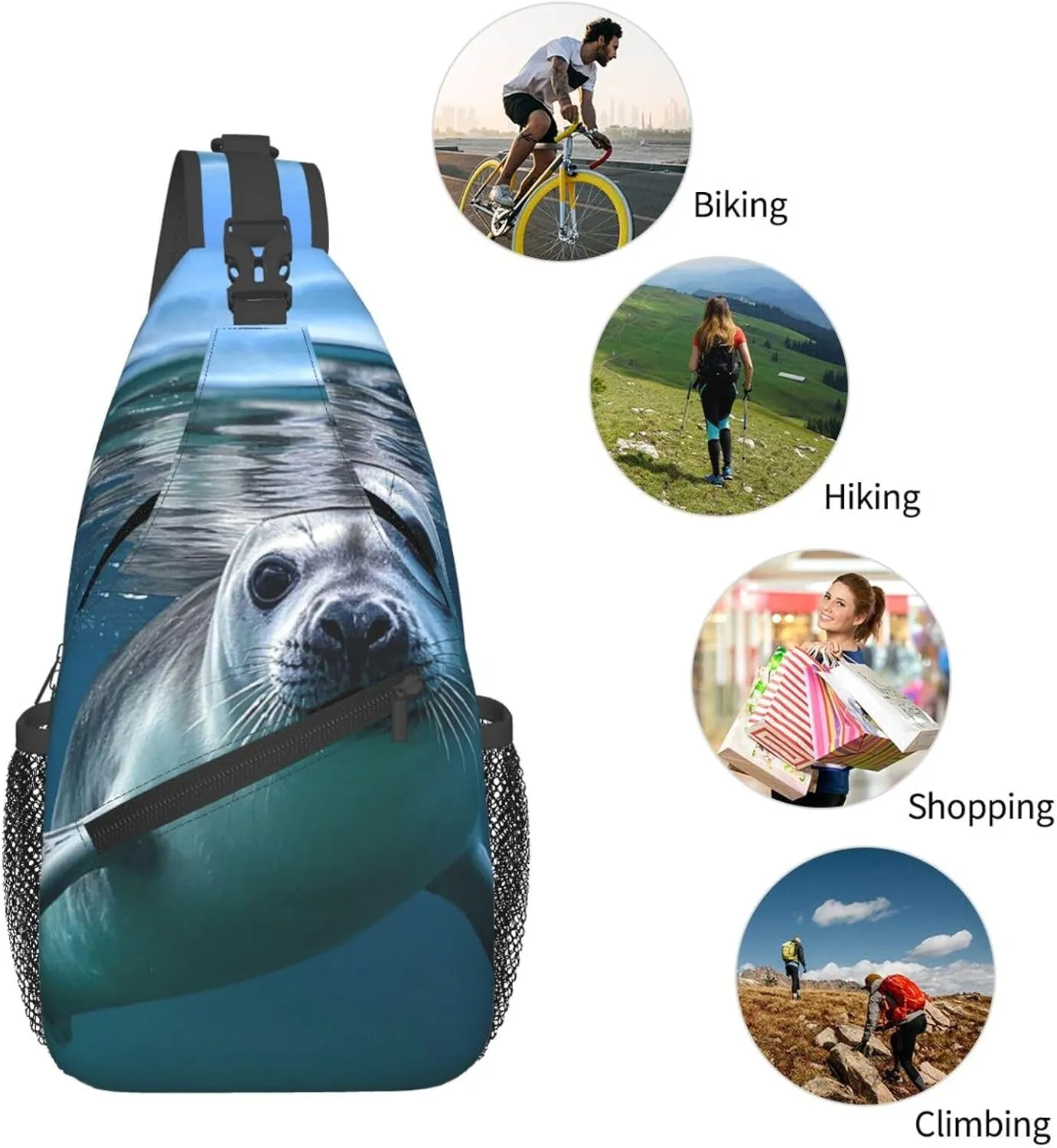 Sling Bag for Men Women Crossbody Backpack Harp Seal Wallpaper Crossbody Bag Chest Bag for Travel Sport