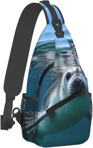 Sling Bag for Men Women Crossbody Backpack Harp Seal Wallpaper Crossbody Bag Chest Bag for Travel Sport