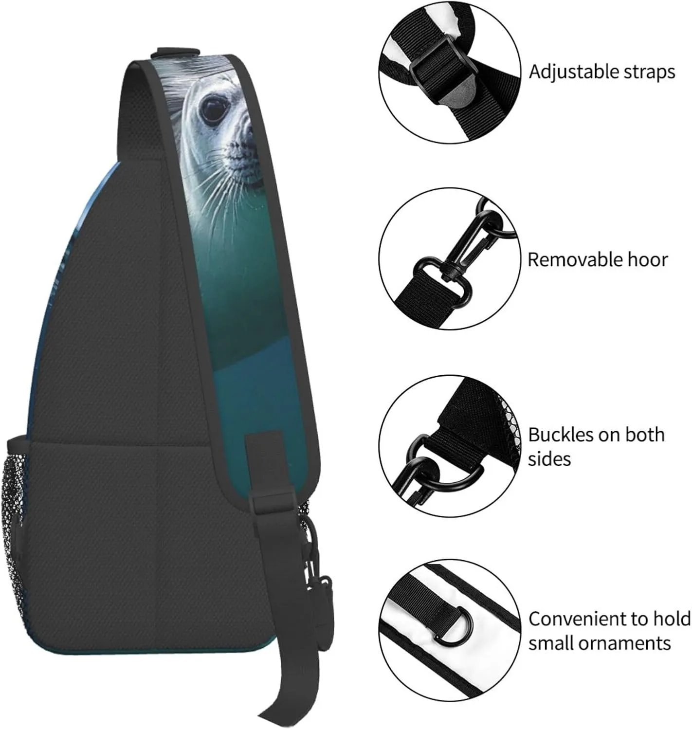 Sling Bag for Men Women Crossbody Backpack Harp Seal Wallpaper Crossbody Bag Chest Bag for Travel Sport