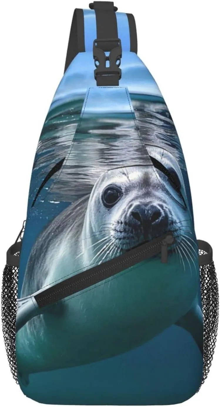 Sling Bag for Men Women Crossbody Backpack Harp Seal Wallpaper Crossbody Bag Chest Bag for Travel Sport
