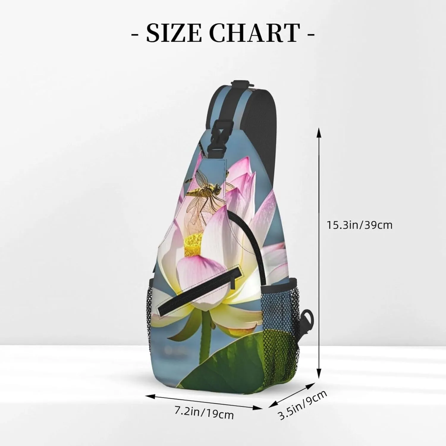 Sling Bag for Men Women Crossbody Backpack Lotus Flower and Dragonfly Crossbody Bag Chest Bag for Travel Sport