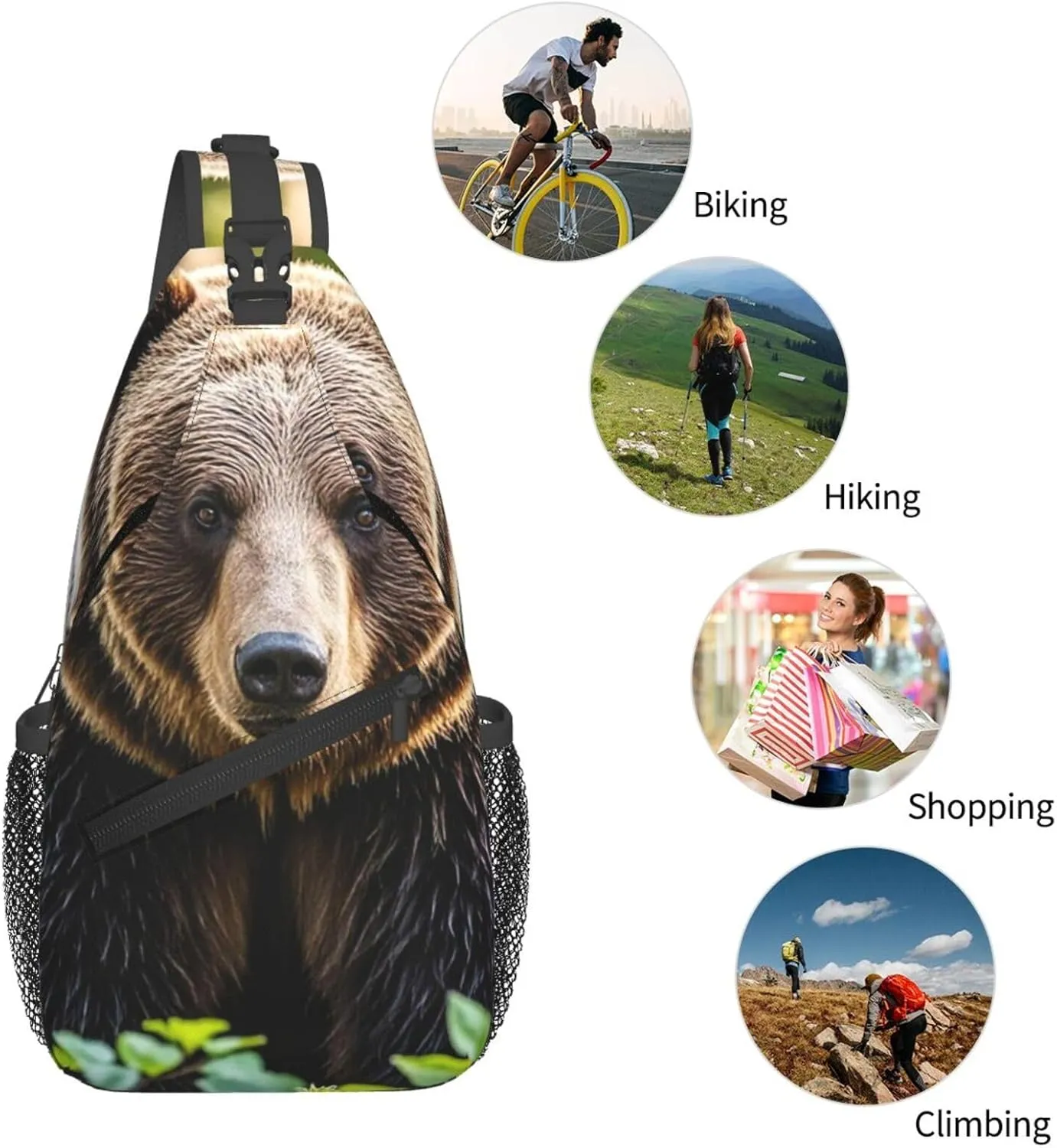 Sling Bag for Men Women Crossbody Backpack Mother bear Crossbody Bag Chest Bag for Travel Sport