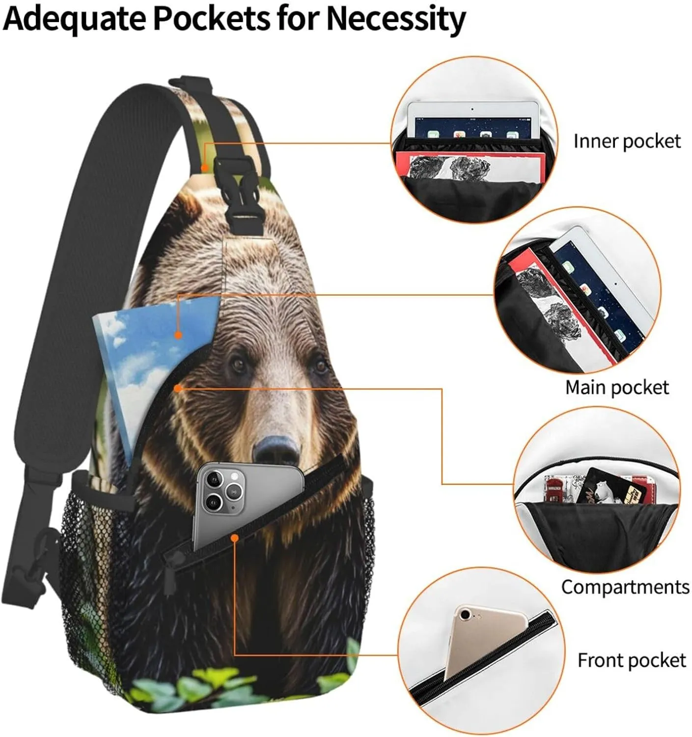 Sling Bag for Men Women Crossbody Backpack Mother bear Crossbody Bag Chest Bag for Travel Sport