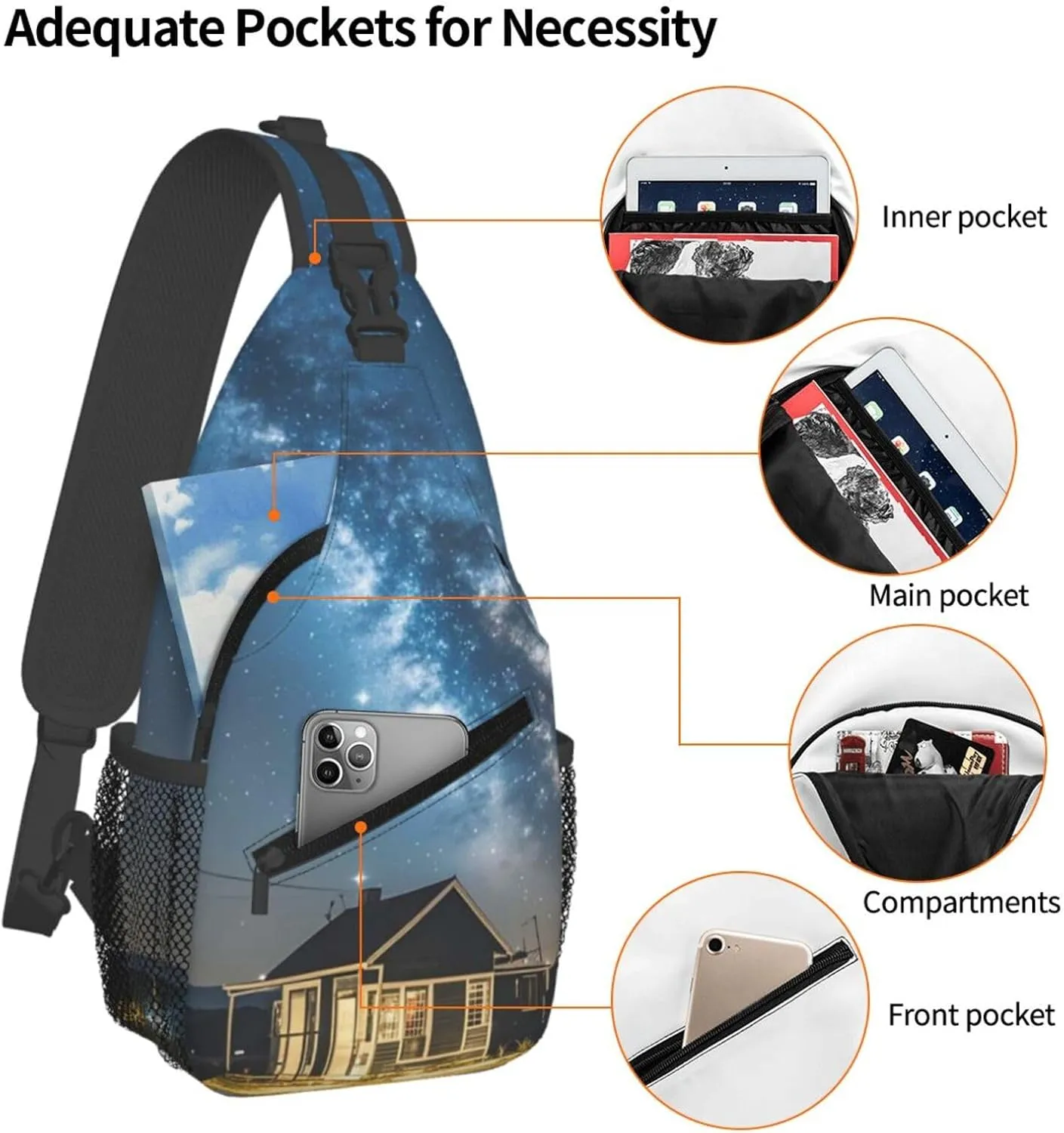 Sling Bag for Men Women Crossbody Backpack night sky stars Crossbody Bag Chest Bag for Travel Sport