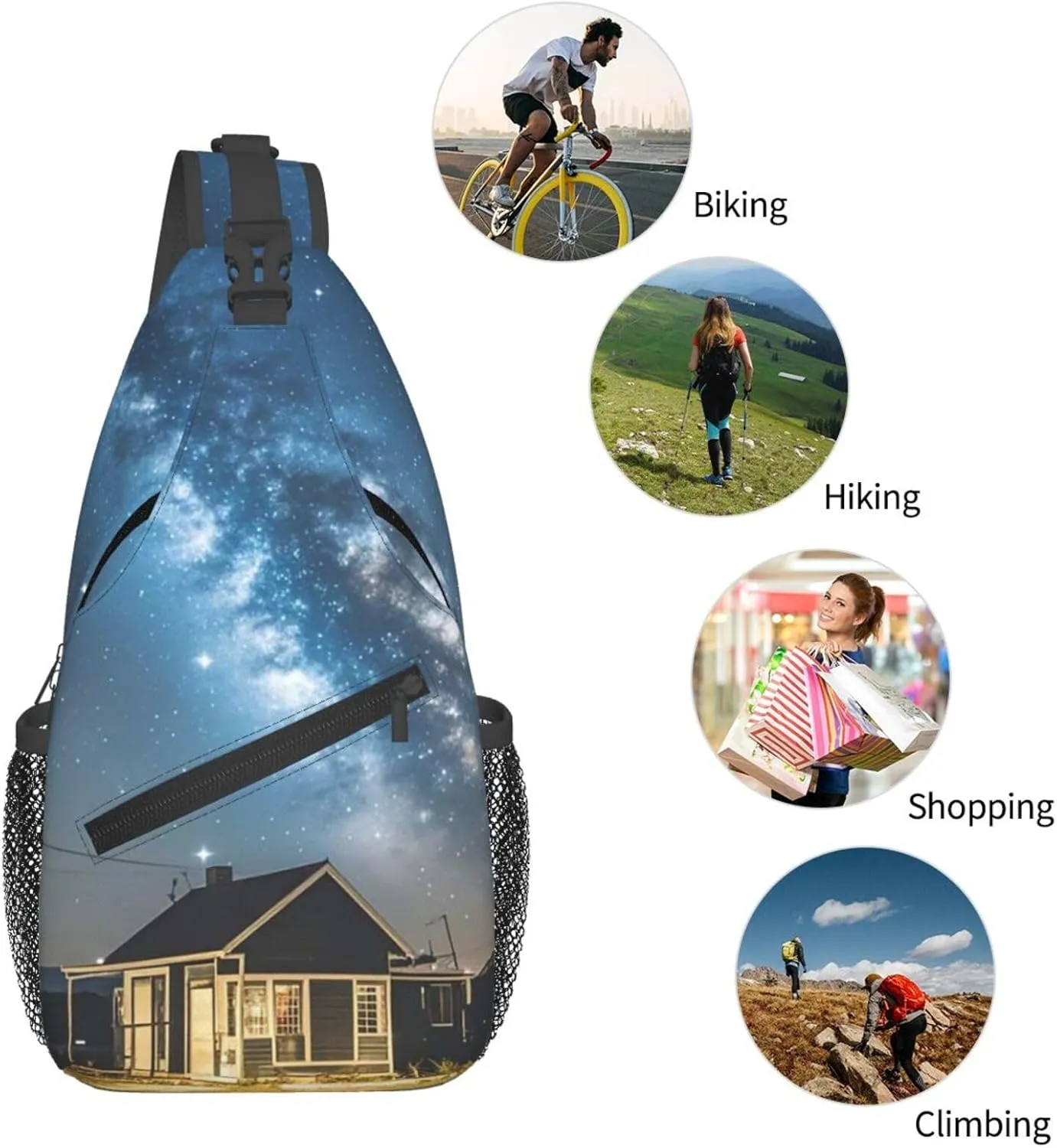 Sling Bag for Men Women Crossbody Backpack night sky stars Crossbody Bag Chest Bag for Travel Sport