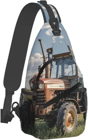 Sling Bag for Men Women Crossbody Backpack Old Tractor Photo Farm Crossbody Bag Chest Bag for Travel Sport