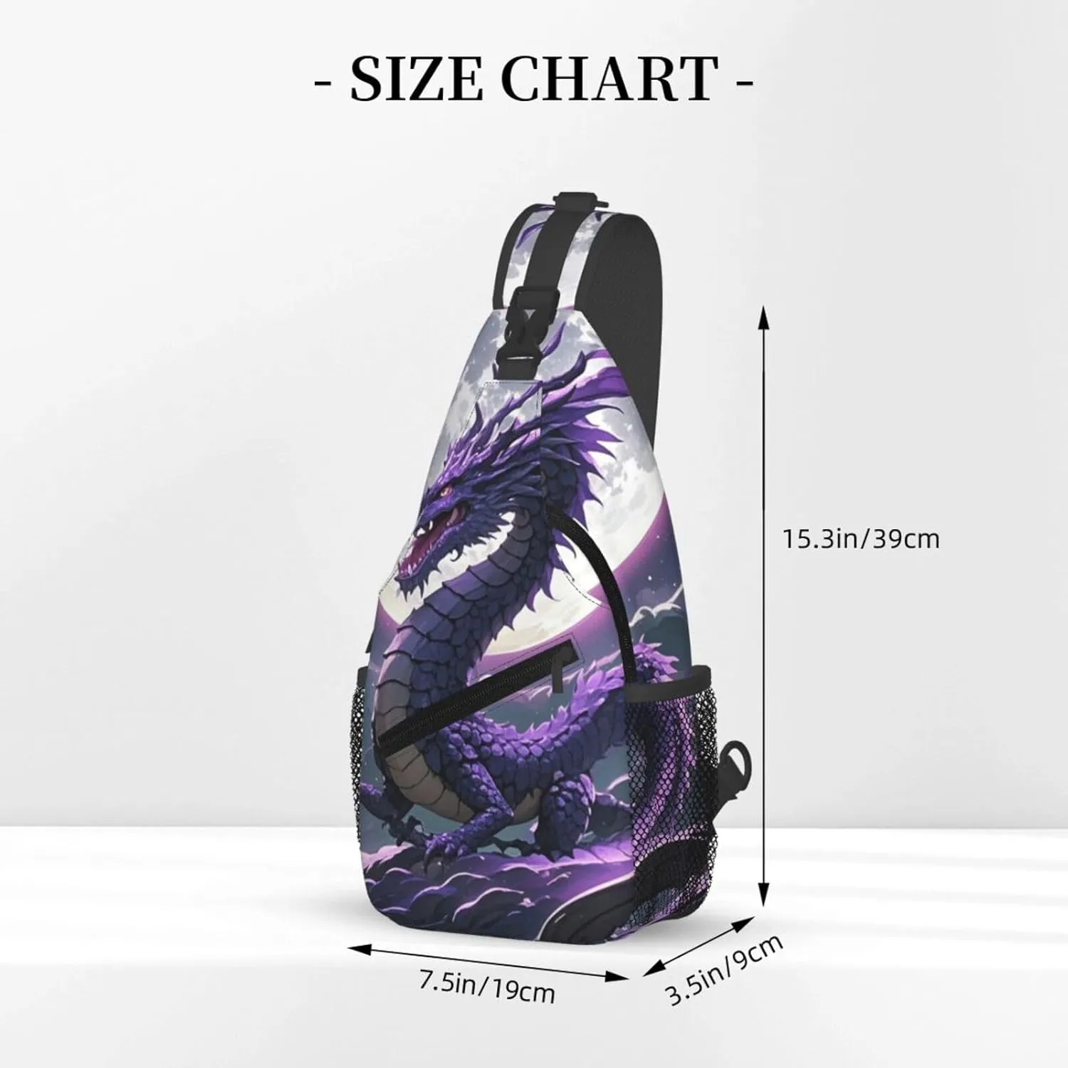 Sling Bag for Men Women Crossbody Backpack Purple Dragon Purple Moon Crossbody Bag Chest Bag for Travel Sport