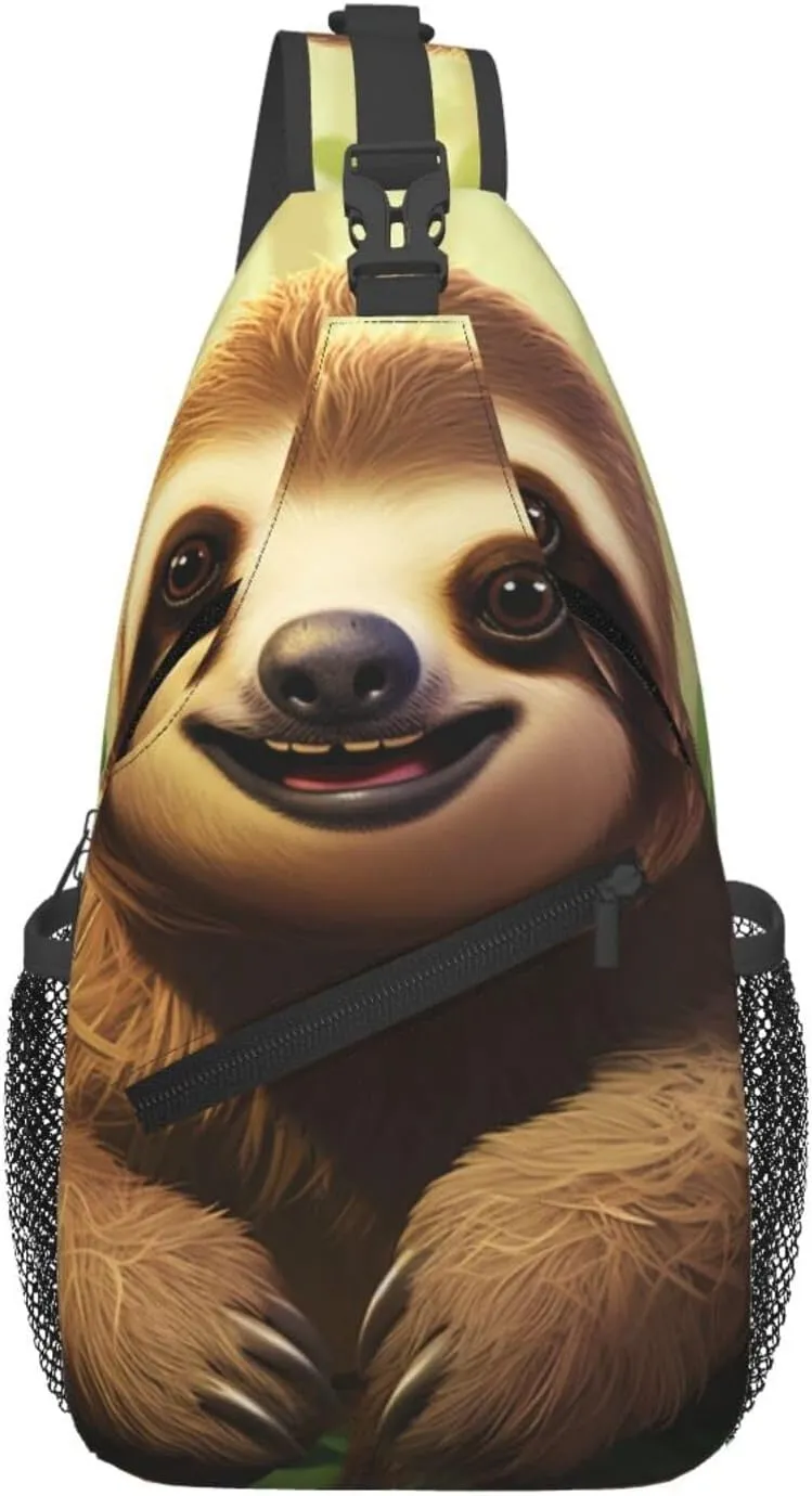 Sling Bag for Men Women Crossbody Backpack sloth background Crossbody Bag Chest Bag for Travel Sport