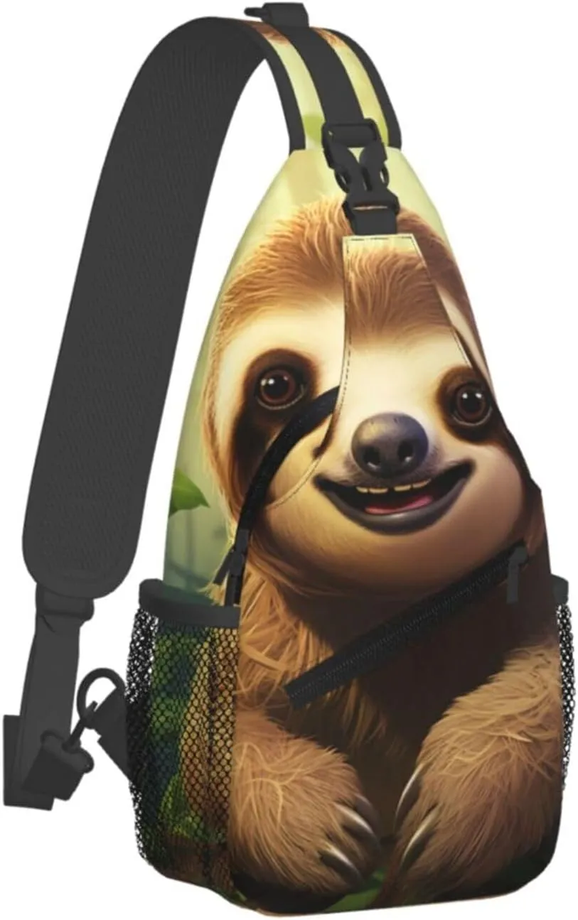 Sling Bag for Men Women Crossbody Backpack sloth background Crossbody Bag Chest Bag for Travel Sport