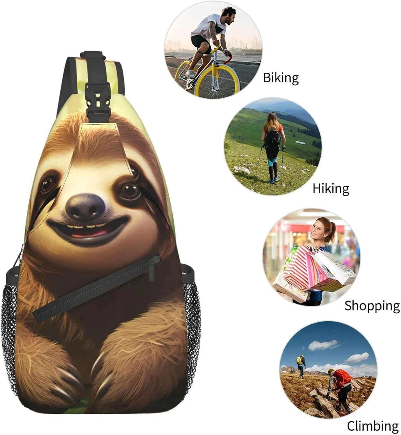 Sling Bag for Men Women Crossbody Backpack sloth background Crossbody Bag Chest Bag for Travel Sport