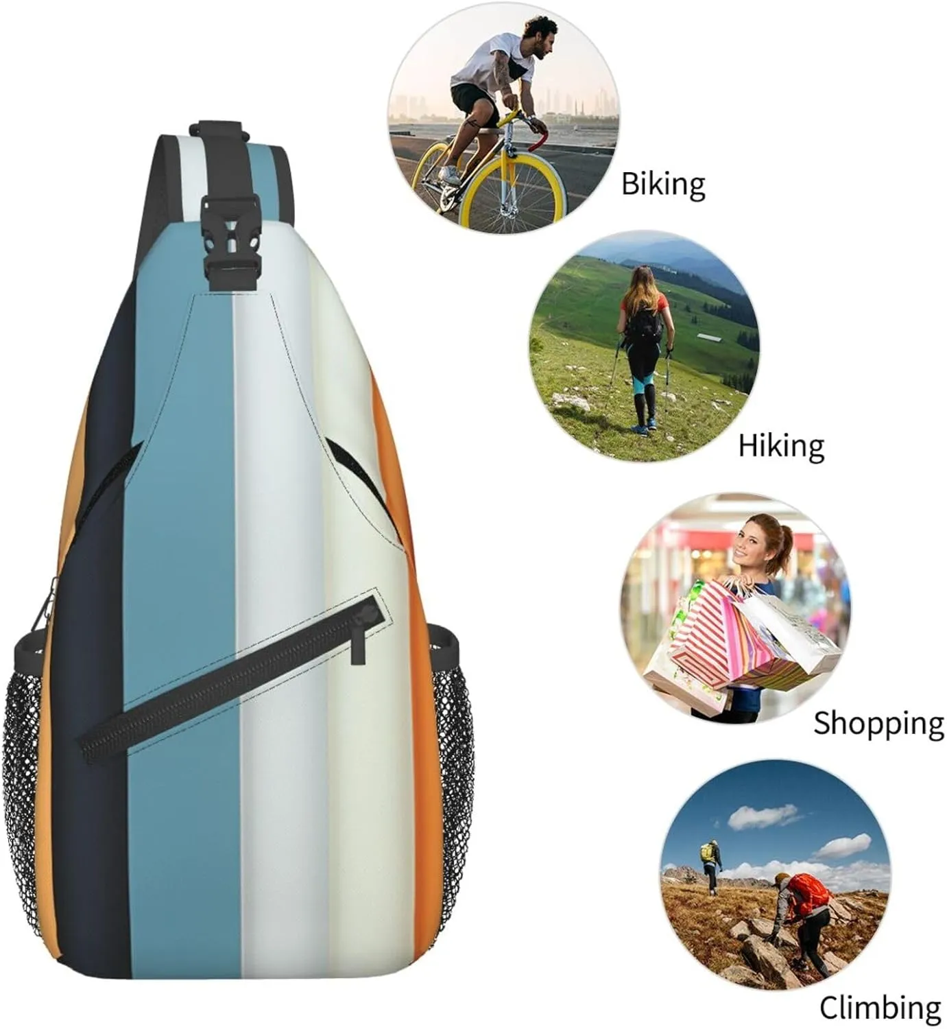 Sling Bag for Men Women Crossbody Backpack Stripe arrangement Crossbody Bag Chest Bag for Travel Sport