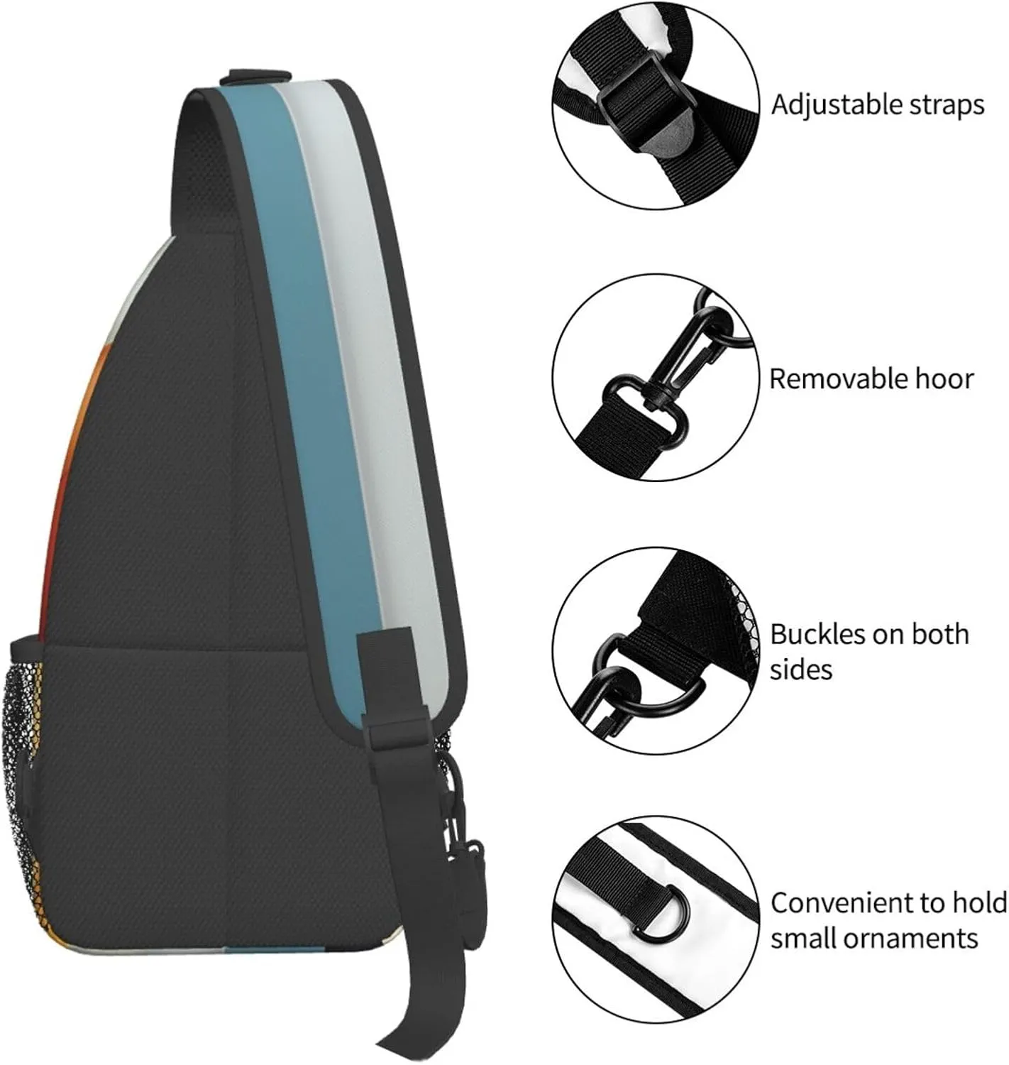 Sling Bag for Men Women Crossbody Backpack Stripe arrangement Crossbody Bag Chest Bag for Travel Sport