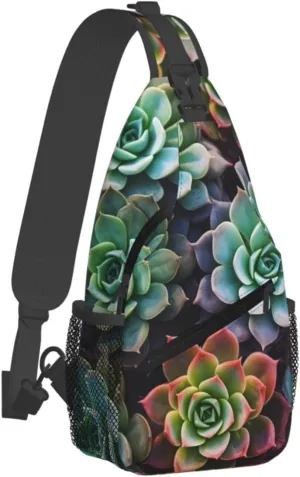 Sling Bag for Men Women Crossbody Backpack Succulent Plants Crossbody Bag Chest Bag for Travel Sport