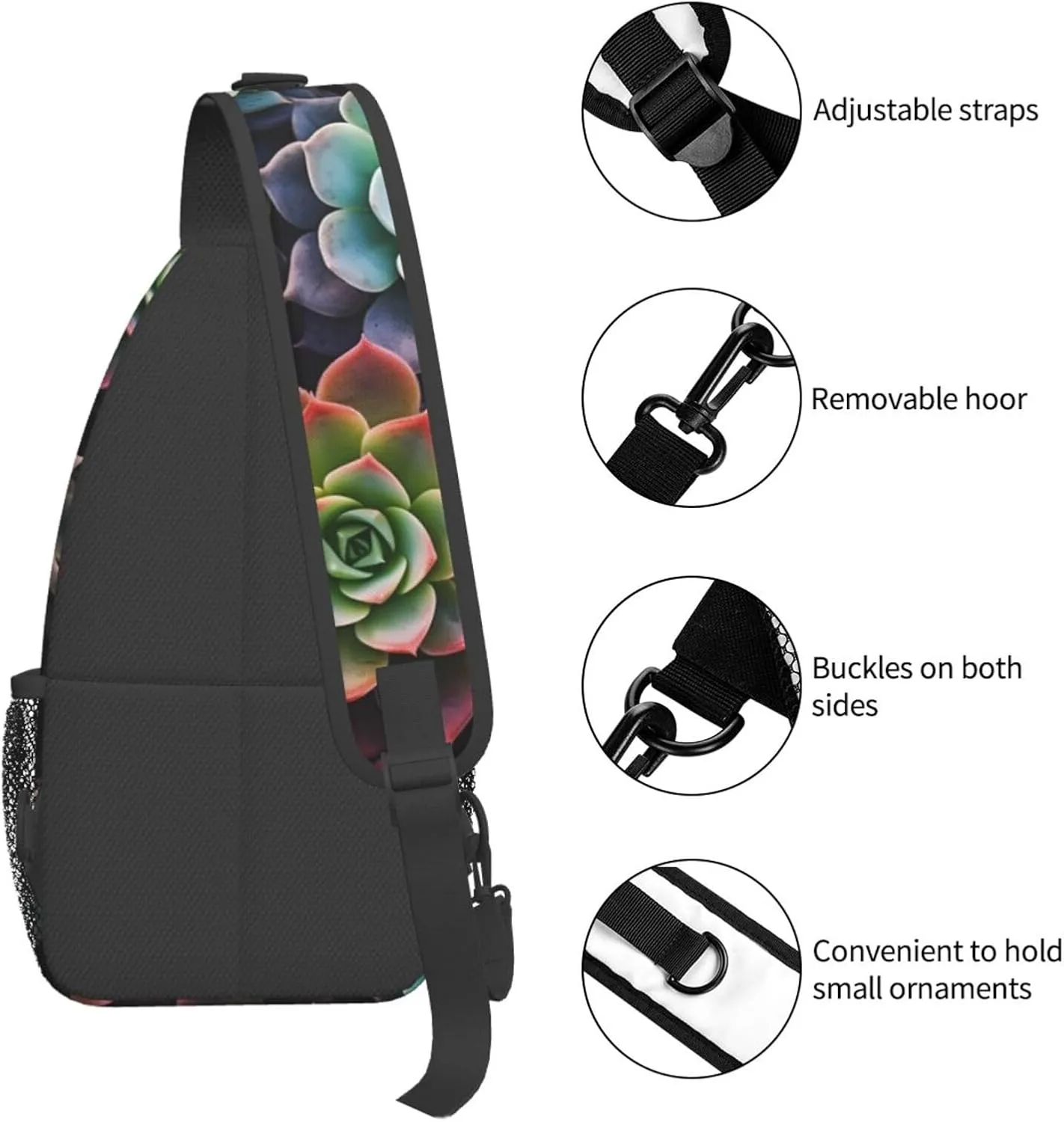 Sling Bag for Men Women Crossbody Backpack Succulent Plants Crossbody Bag Chest Bag for Travel Sport