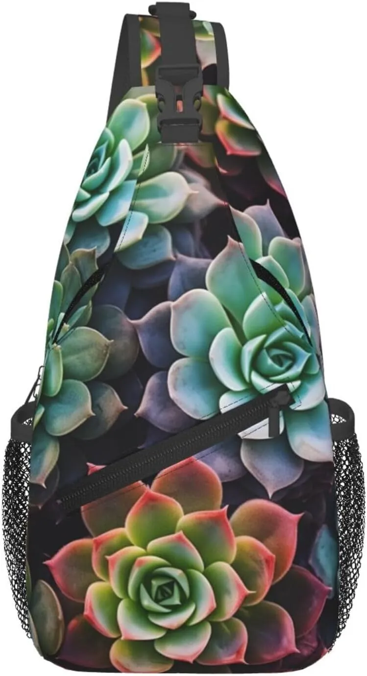 Sling Bag for Men Women Crossbody Backpack Succulent Plants Crossbody Bag Chest Bag for Travel Sport