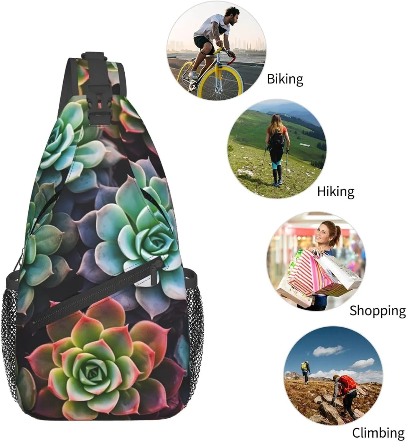 Sling Bag for Men Women Crossbody Backpack Succulent Plants Crossbody Bag Chest Bag for Travel Sport