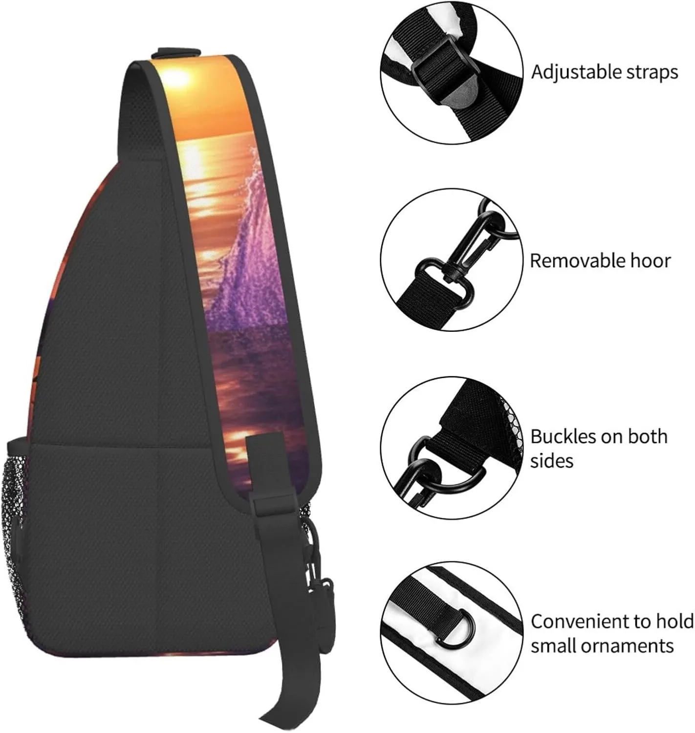 Sling Bag for Men Women Crossbody Backpack sunset dolphins Crossbody Bag Chest Bag for Travel Sport