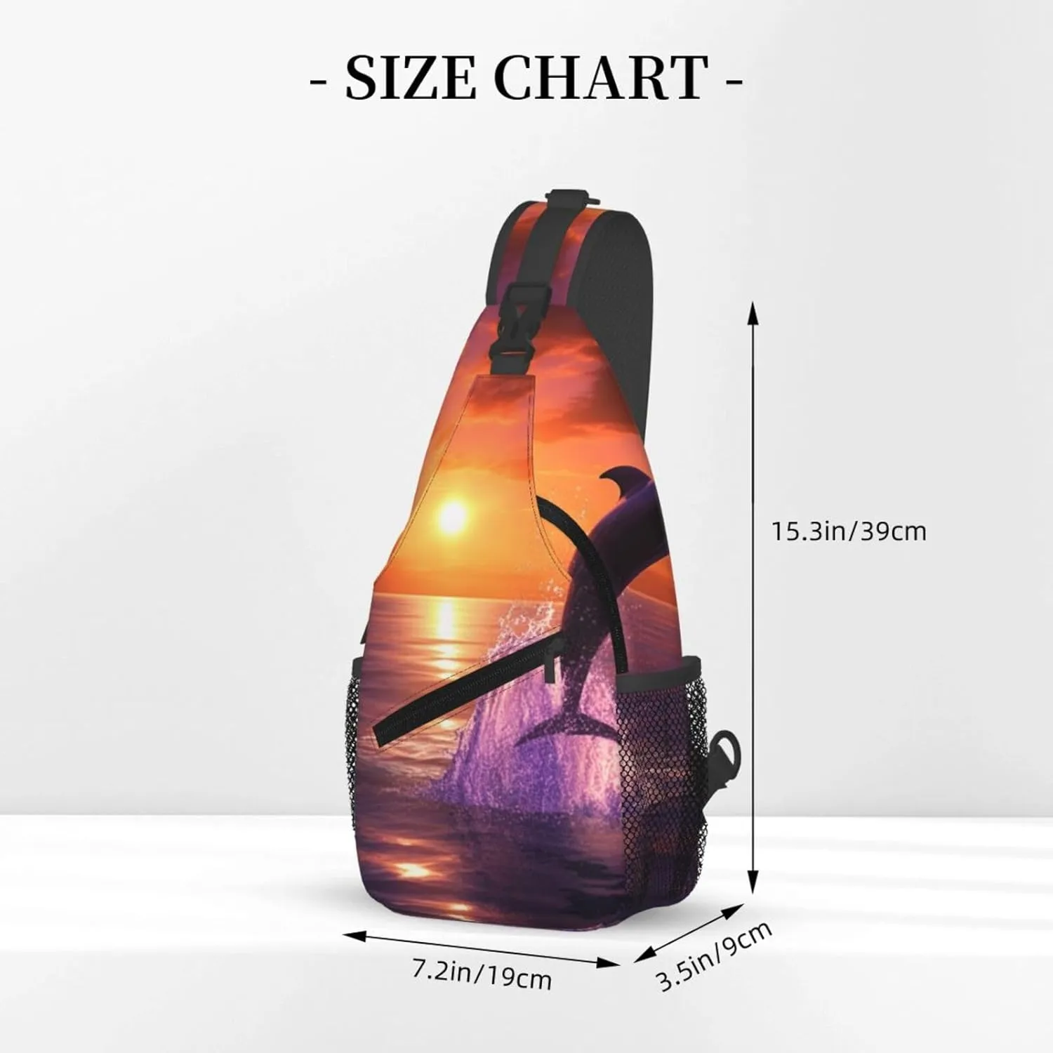 Sling Bag for Men Women Crossbody Backpack sunset dolphins Crossbody Bag Chest Bag for Travel Sport