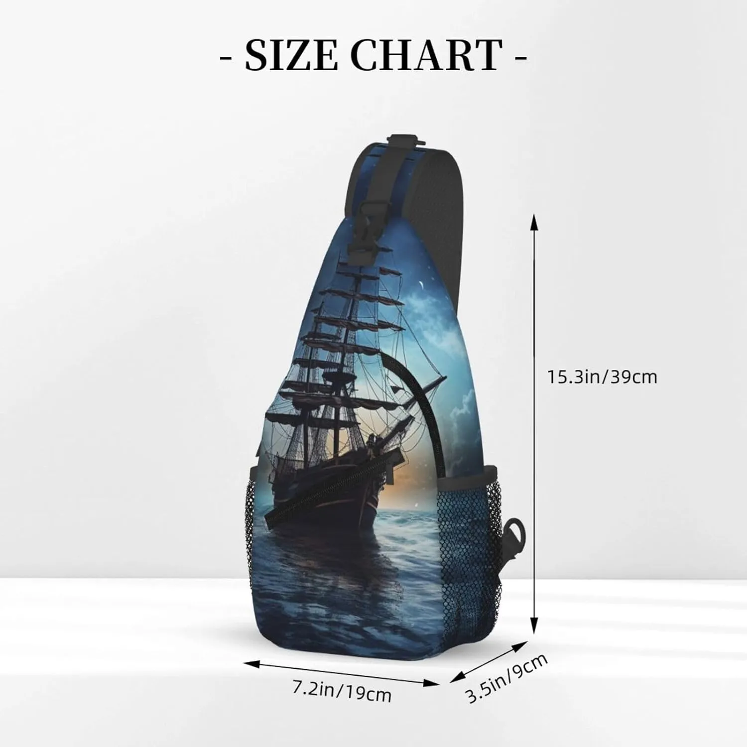 Sling Bag for Men Women Crossbody Backpack Vessel on Dark Night Sea Crossbody Bag Chest Bag for Travel Sport