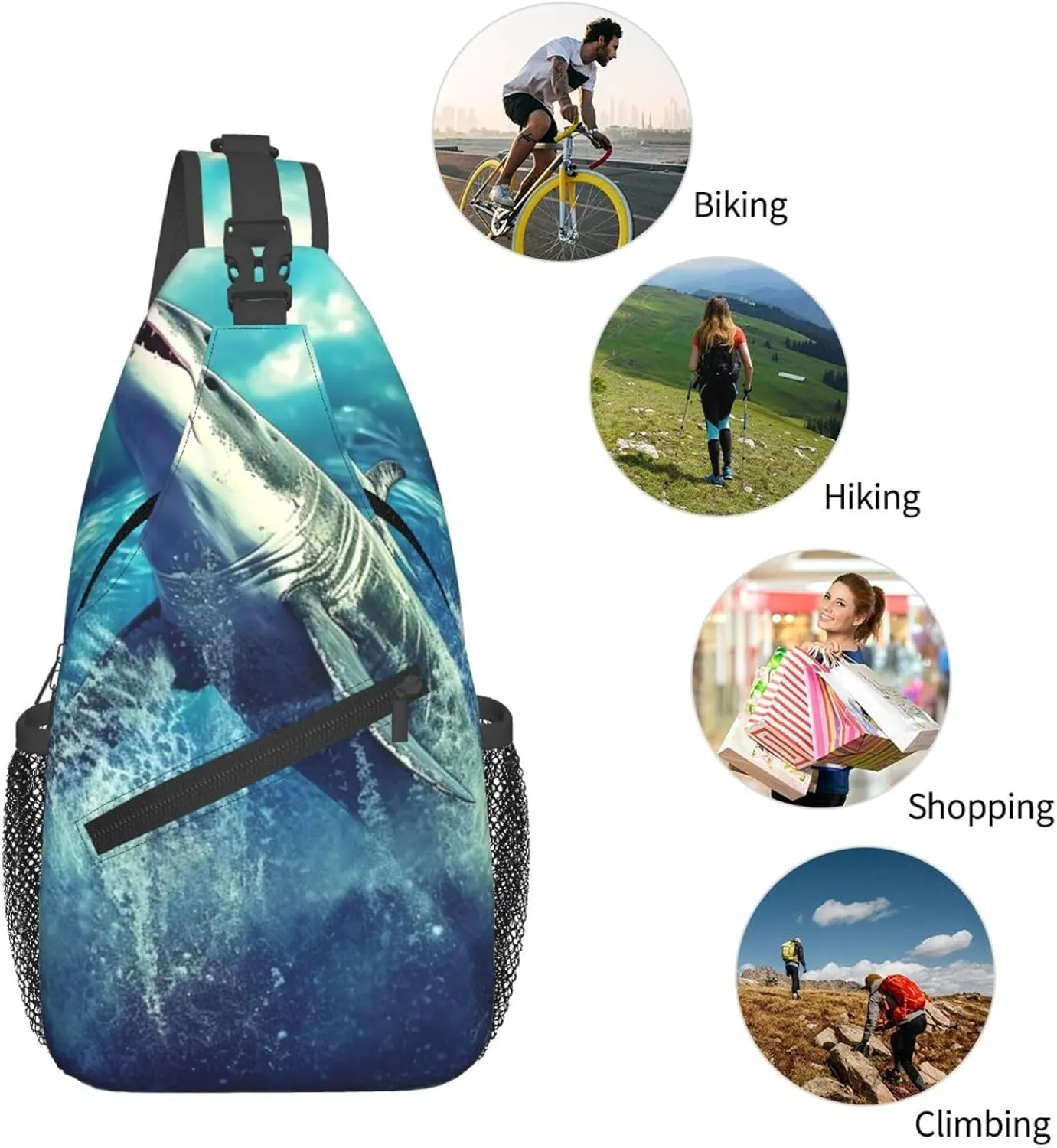 Sling Bag for Men Women Crossbody Backpack Whale Print Crossbody Bag Chest Bag for Travel Sport