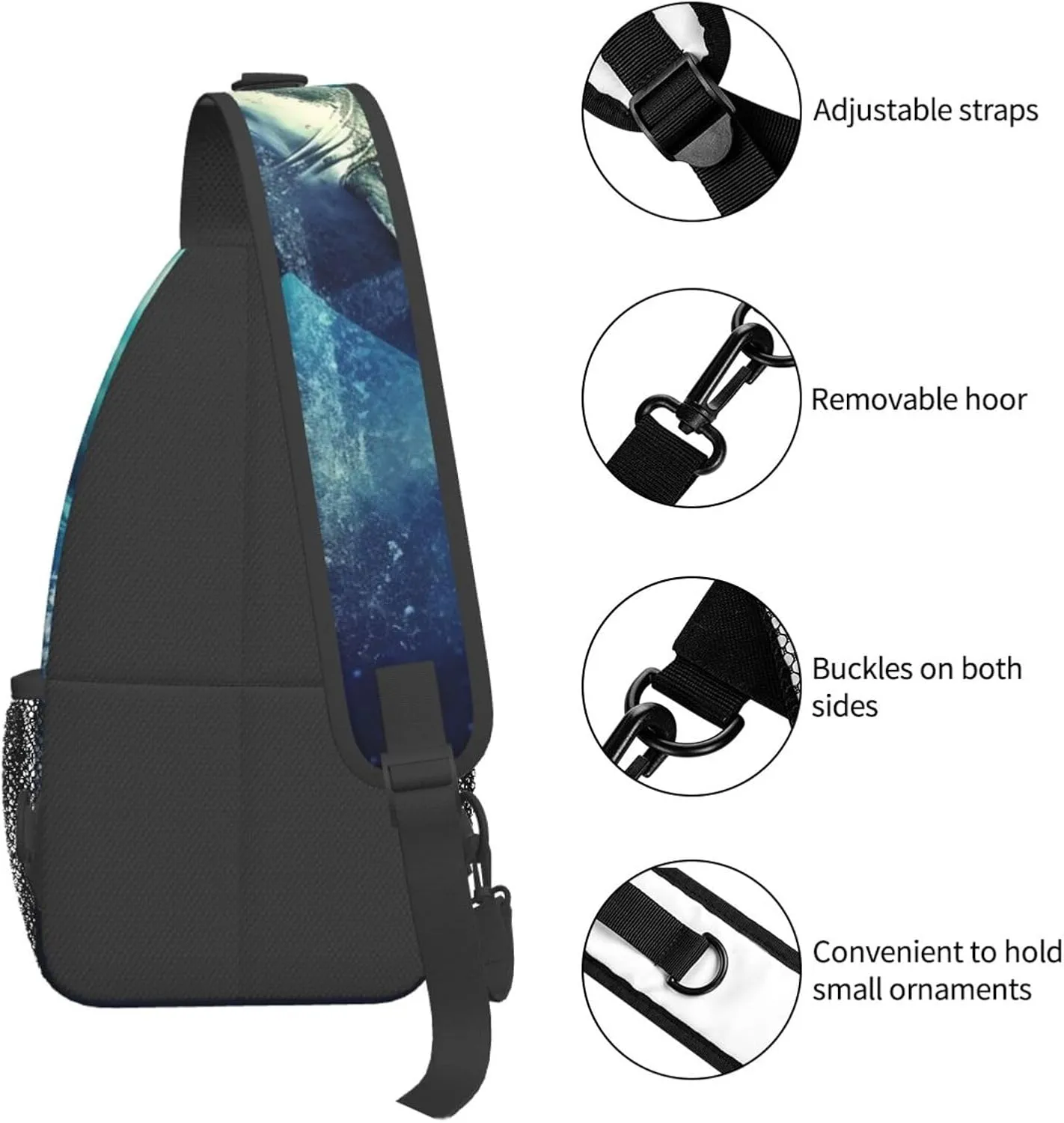 Sling Bag for Men Women Crossbody Backpack Whale Print Crossbody Bag Chest Bag for Travel Sport