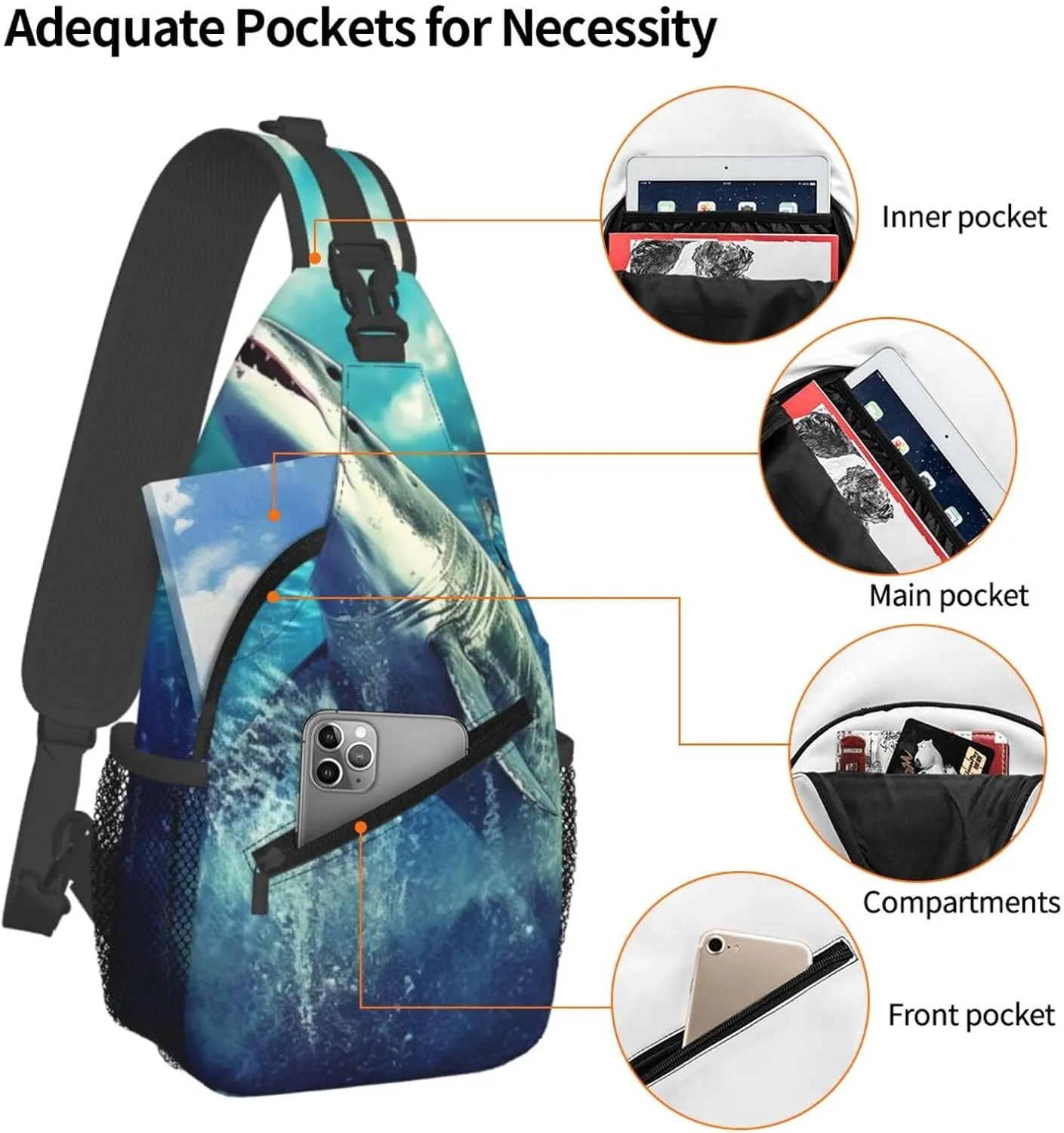 Sling Bag for Men Women Crossbody Backpack Whale Print Crossbody Bag Chest Bag for Travel Sport