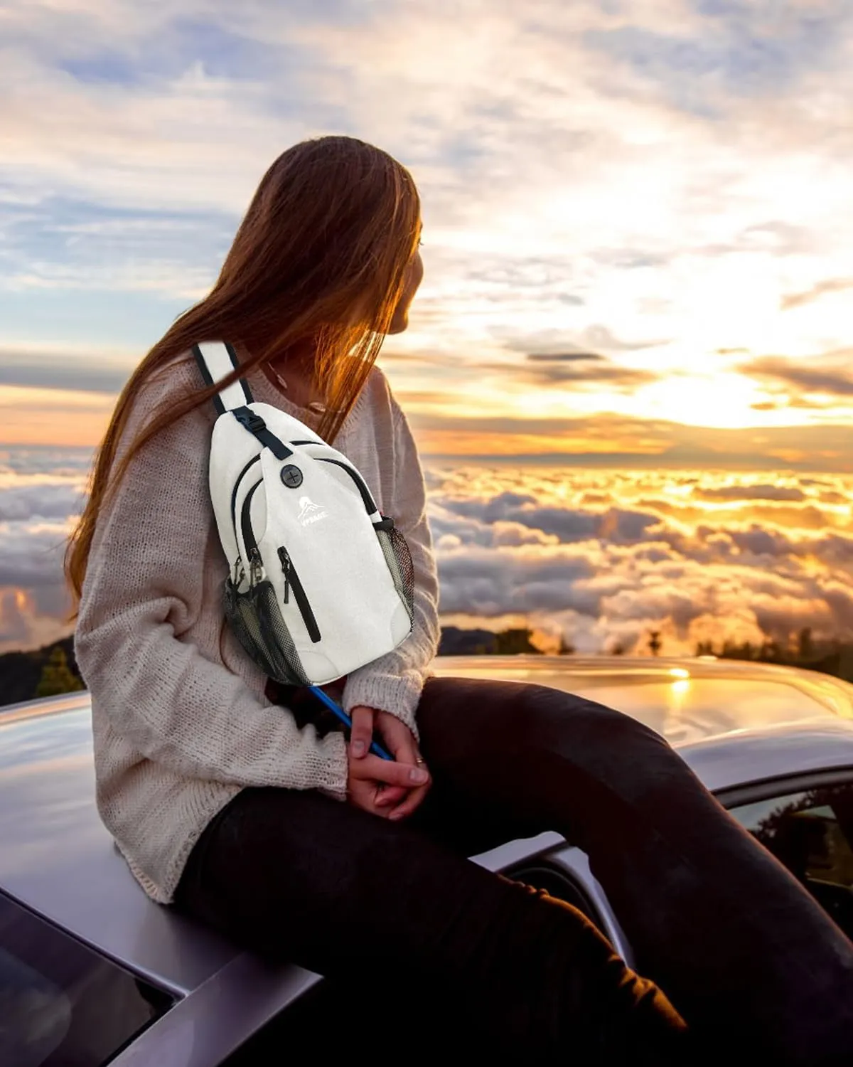Sling Bag for Men Women, Crossbody Hiking Daypack/Chest Bag/Shoulder Bag, Small Backpack Travel, with Chest Phone Holder
