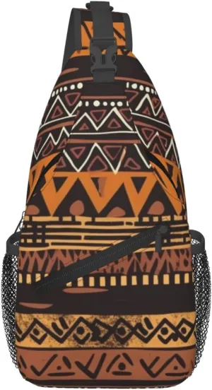 Sling Bags for Women Men African Mud Cloth Tribal Sling Backpack Adjustable Belt Bum Bags Fanny Pack for Travel Sports Running Hiking Waist Packs
