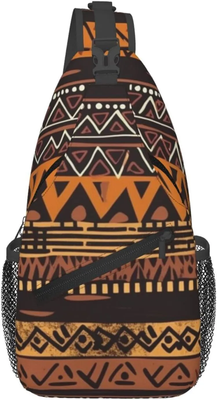 Sling Bags for Women Men African Mud Cloth Tribal Sling Backpack Adjustable Belt Bum Bags Fanny Pack for Travel Sports Running Hiking Waist Packs