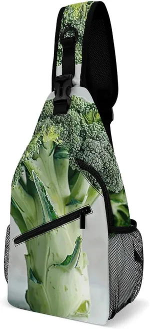 Sling Bags for Women Men Broccoli Surface Picture Sling Backpack Adjustable Belt Casual Chest Daypack Bum Bags Fanny Pack for Travel Sports Running Hiking Waist Packs