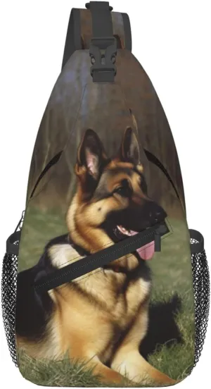 Sling Bags for Women Men German Shepherd Dog Sling Backpack Adjustable Belt Bum Bags Fanny Pack for Travel Sports Running Hiking Waist Packs
