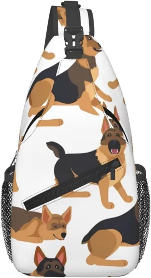 Sling Bags for Women Men German shepherd Sling Backpack Adjustable Belt Bum Bags Fanny Pack for Travel Sports Running Hiking Waist Packs