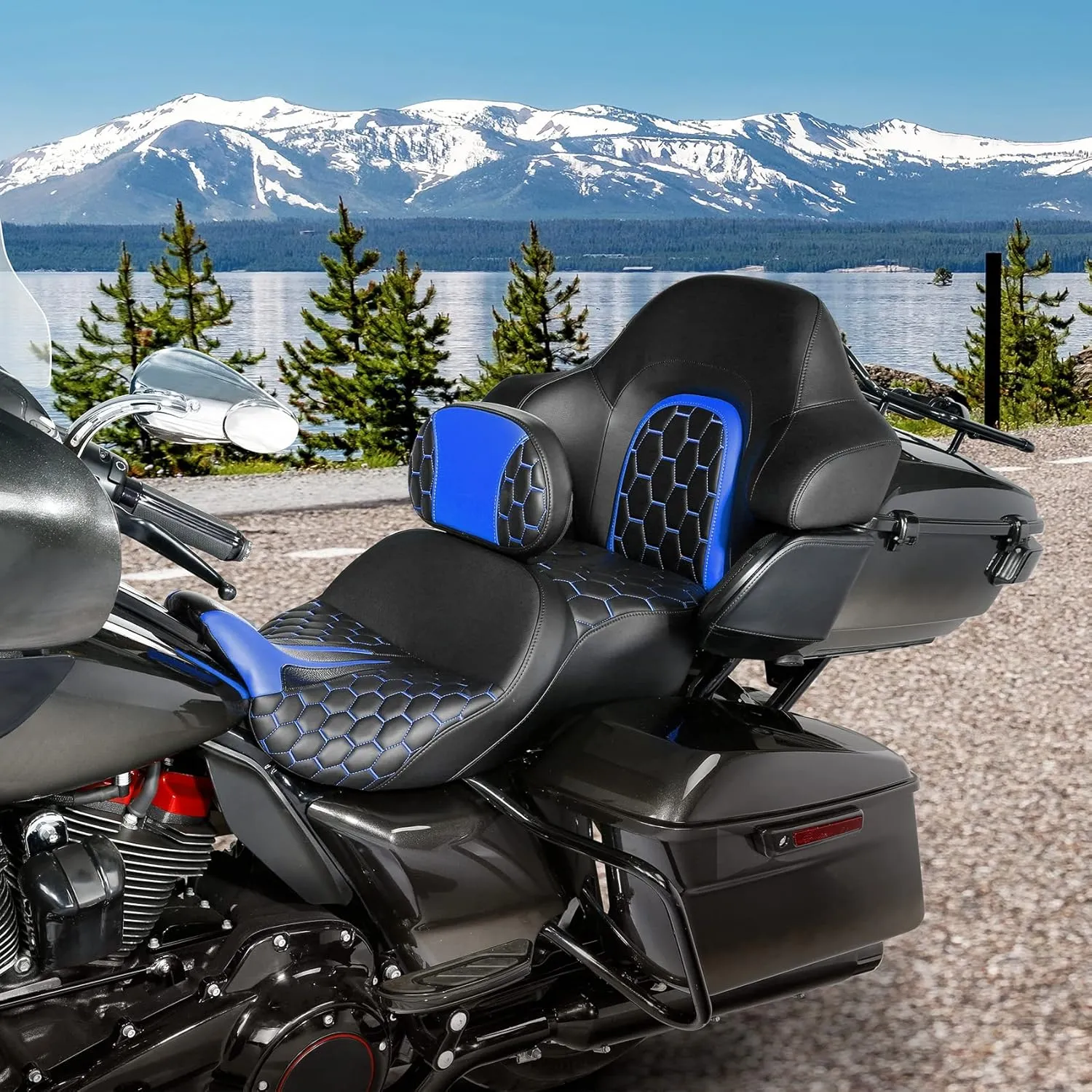 SLMOTO Hammock Motorcycle Passenger Seat Bracket Pad - SLMOTO Passenger Bracket Fit for Harley Touring Road King FLHR Street Glide FLHX Road Glide FLTRX Electra Glide FLHT 2014-2023