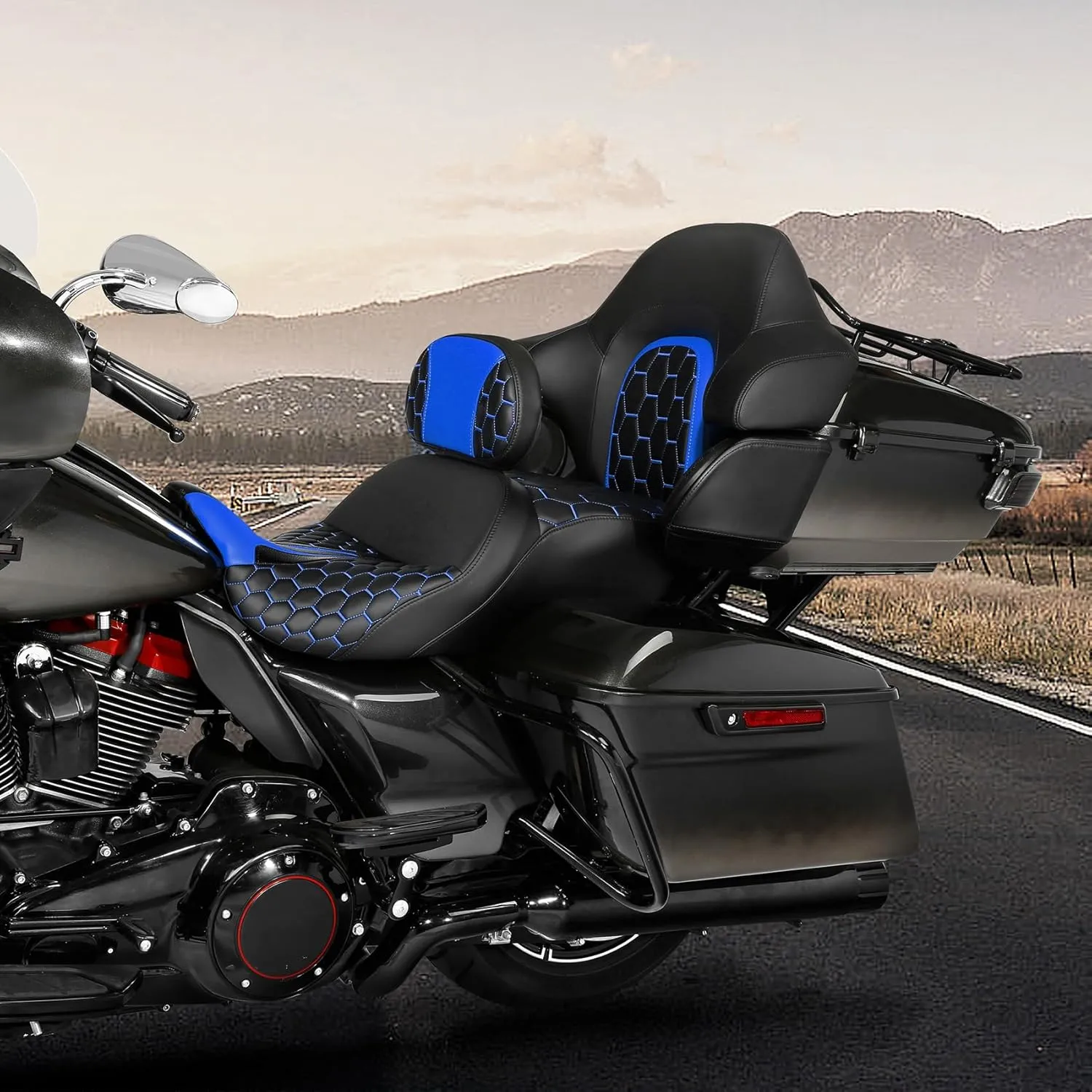 SLMOTO Hammock Motorcycle Passenger Seat Bracket Pad - SLMOTO Passenger Bracket Fit for Harley Touring Road King FLHR Street Glide FLHX Road Glide FLTRX Electra Glide FLHT 2014-2023