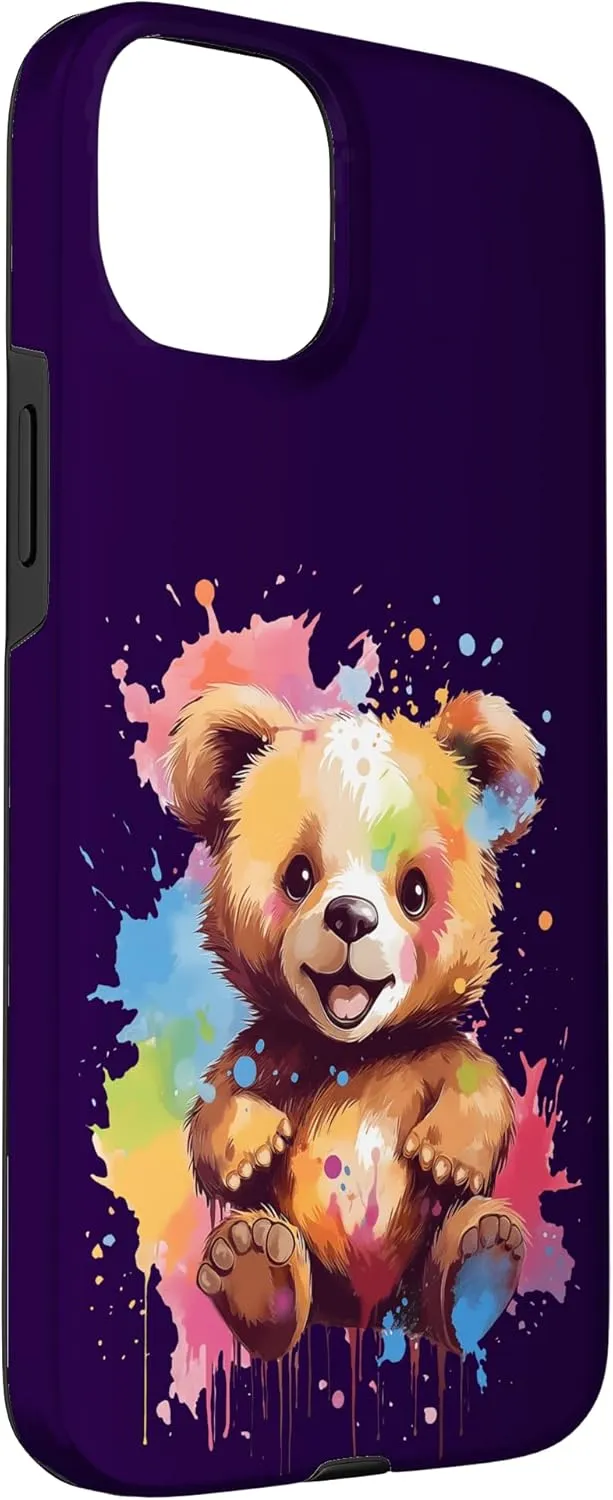 Small bear with color splashes - colorful animal print Case for iPhone 15 Plus