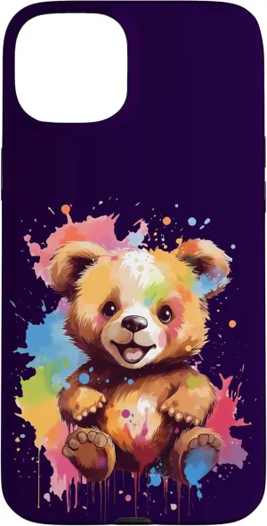 Small bear with color splashes - colorful animal print Case for iPhone 15 Plus