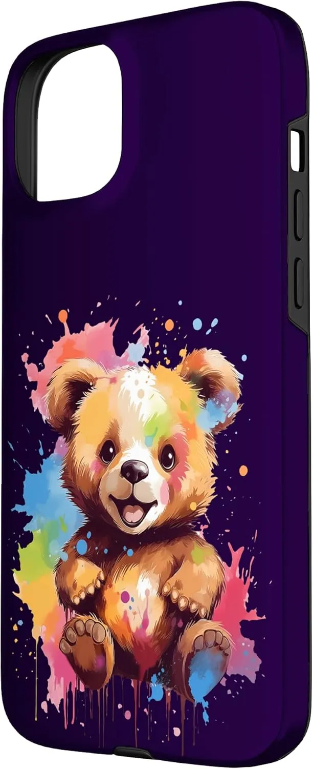 Small bear with color splashes - colorful animal print Case for iPhone 15 Plus