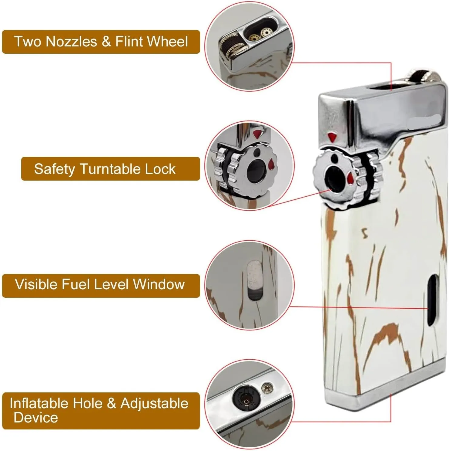 Small Portable Butane Premium Quality Multi-Function Lighter, 2024 Torch Lighter, Refillable Reusable Candle Flint Lighter (Gas Not Included)(Gold)