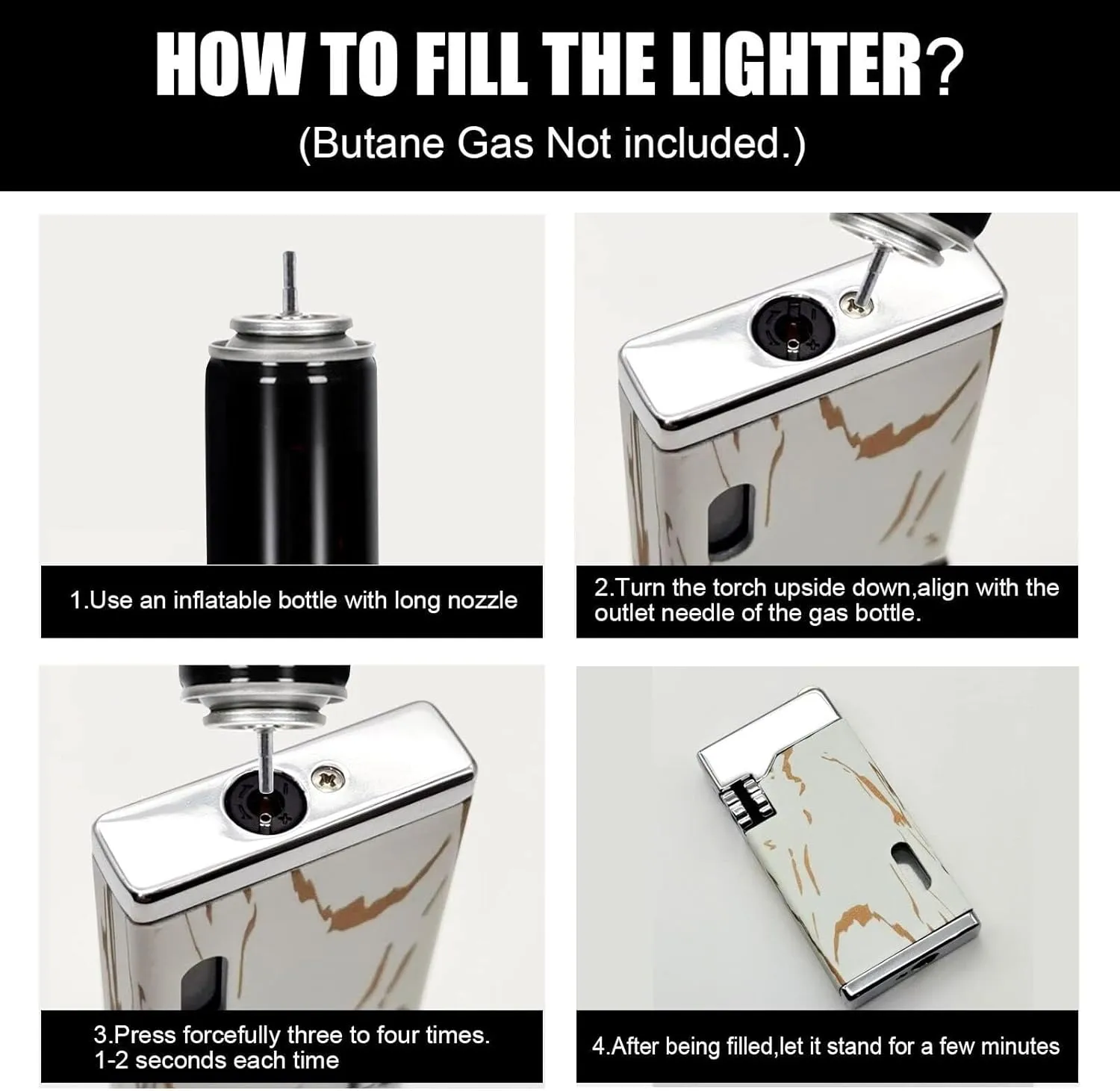 Small Portable Butane Premium Quality Multi-Function Lighter, 2024 Torch Lighter, Refillable Reusable Candle Flint Lighter (Gas Not Included)(Gold)