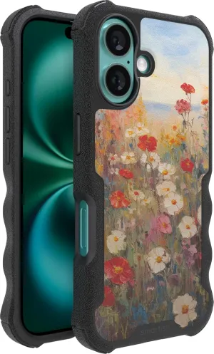 Smartish® iPhone 16 Protective Magnetic Case - Gripzilla Compatible with MagSafe [Rugged   Tough] Heavy Duty Grip Armored Slim Cover w/Drop Tested Protection for Apple iPhone 16 - Wildflower Fields