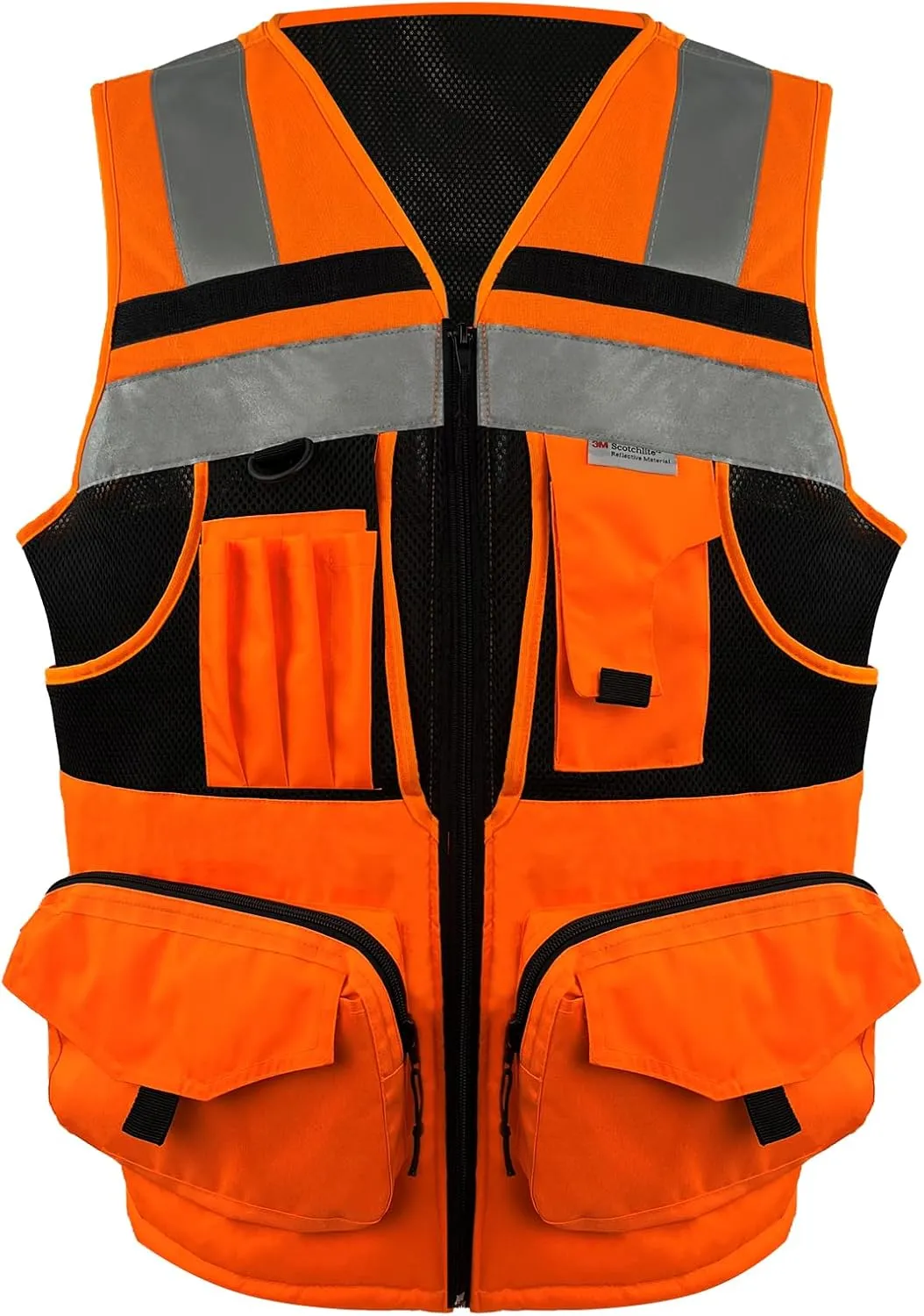 SMASYS Hi Vis Safety Vest with 3M Reflective Tape, knitted and Oxford Fabric with Pockets,Multifunction Construction Workwear