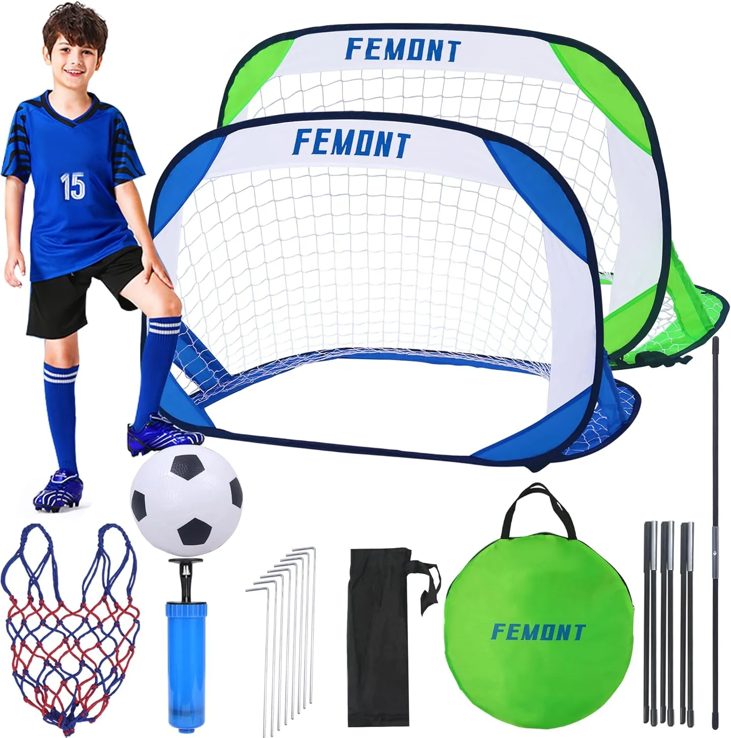 Soccer Goals Set for Backyard, 4x2.5FT Portable Pop Up Soccer Nets with Carrying Bag for Indoor Outdoor Games Practice Training Great for Kids and Adults